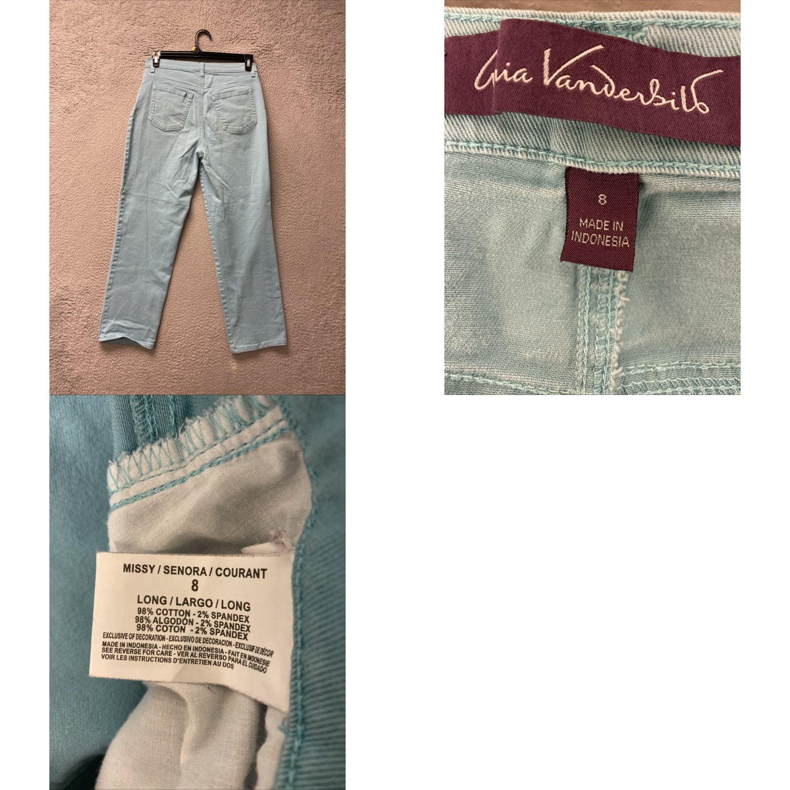 Gloria Vanderbilt GLORIA VANDERBILT Amanda Jeans Ladies' Size 8 Turquoise Stretch Denim Classic Rise 28" Inseam Womens Size 31" - 8 Thumbnail