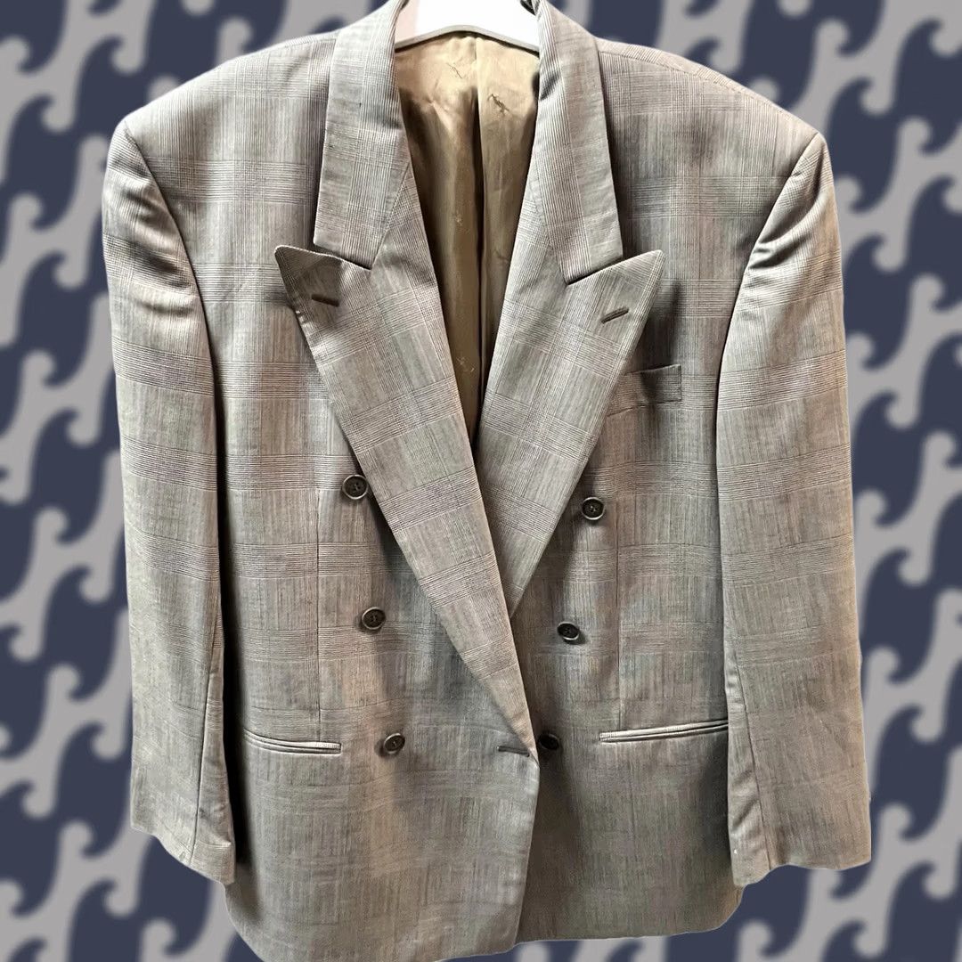 Yves Saint Laurent VINTAGE Yves Saint Laurent Blazer Wool Houndstooth Brown XL Mens Size 46R - 1 Thumbnail