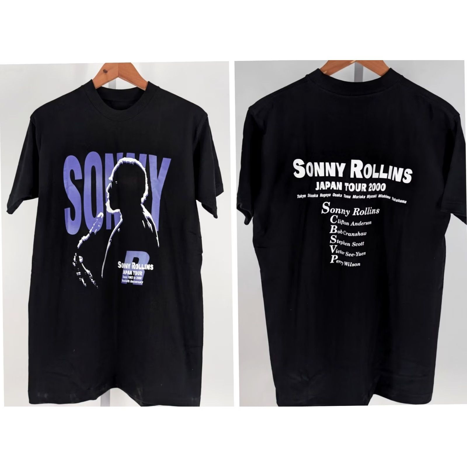 Sony VINTAGE Sonny Rollins Japan Tour Concert Shirt Jazz Saxophone Black XL NOS Unisex Shirt 1990s Size US XL / EU 56 / 4 - 2 Thumbnail