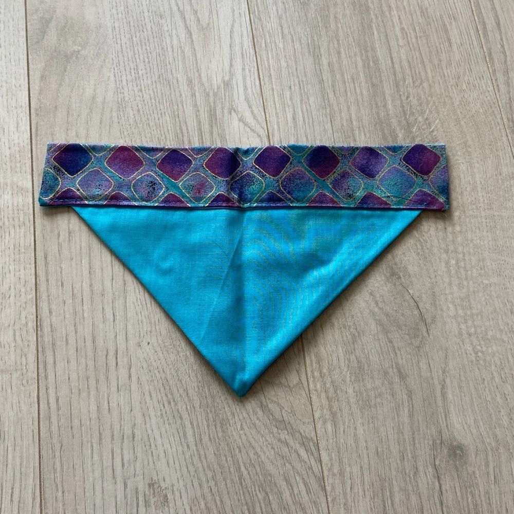 Designer Blue Patterned Dog Bandana Size ONE SIZE - 3 Thumbnail