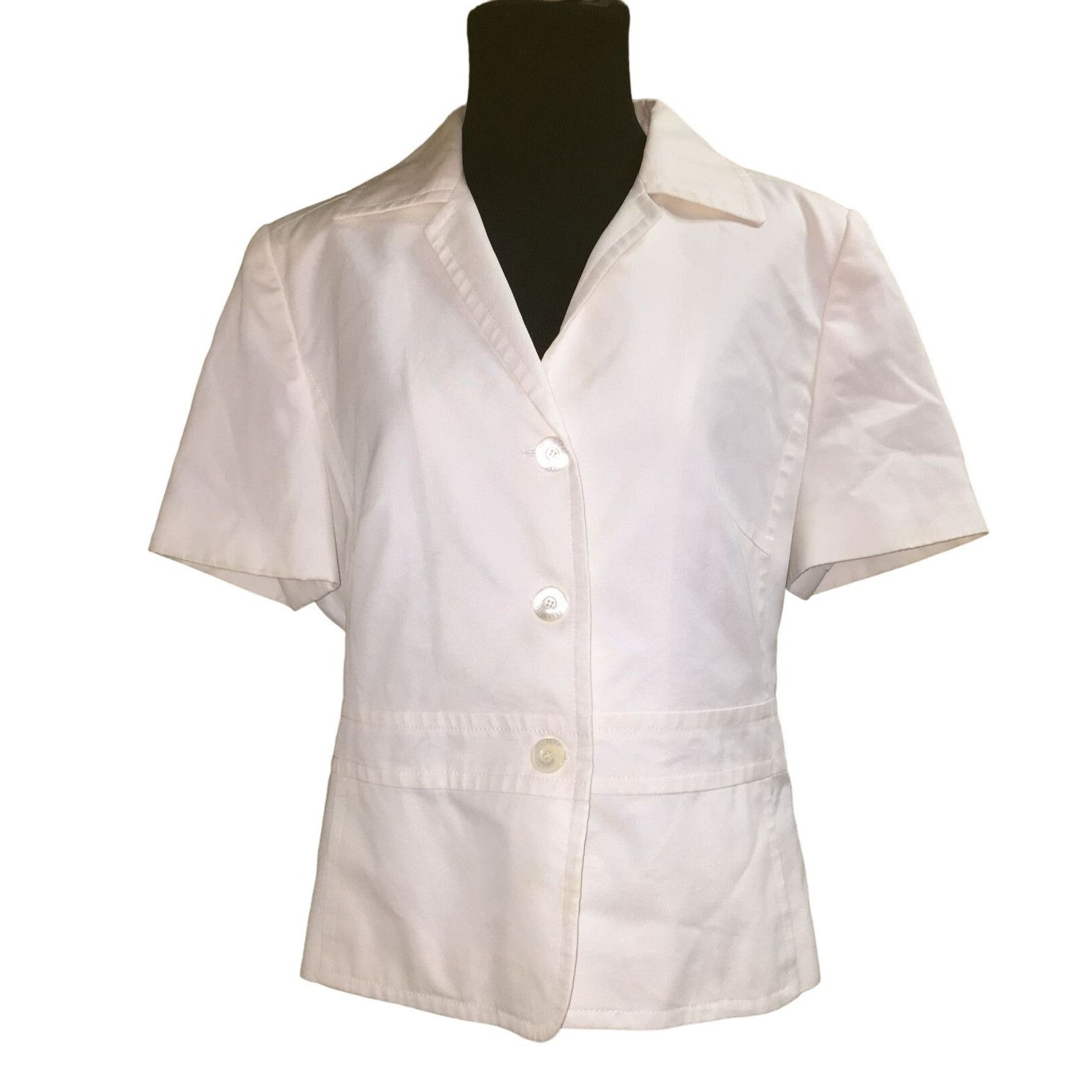 Louis Feraud Louis Feraud Women's White Buttoned & Collared Shirt Size 10 Size L / US 10 / IT 46 - 1 Thumbnail