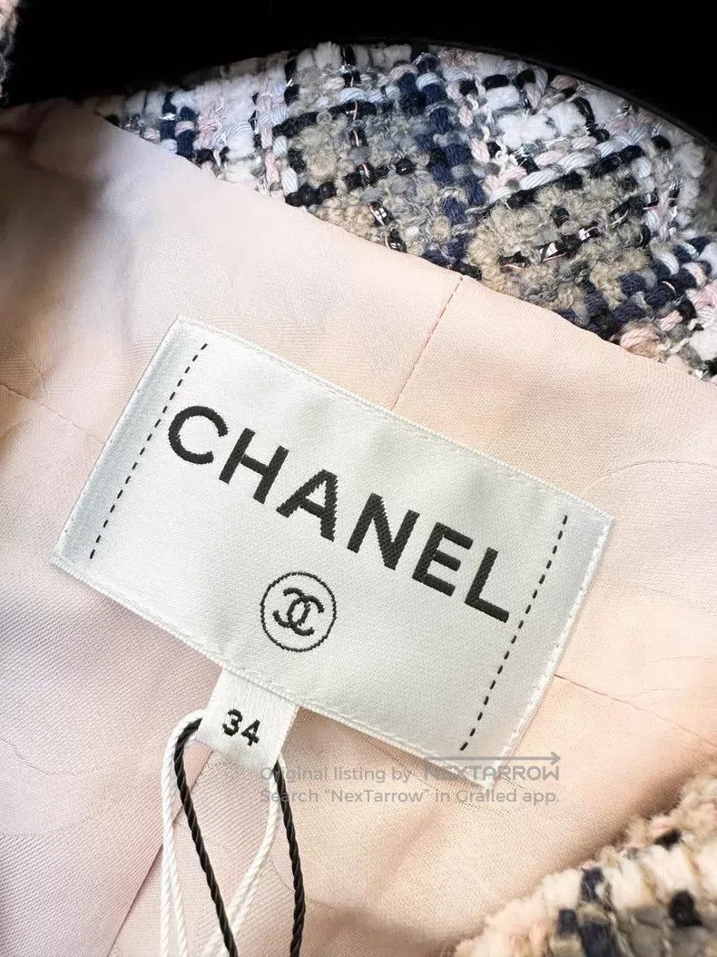 Chanel Chanel Blue and gray plaid cloak-style woven jacket Size XXS / US 00 / IT 34 - 5 Thumbnail