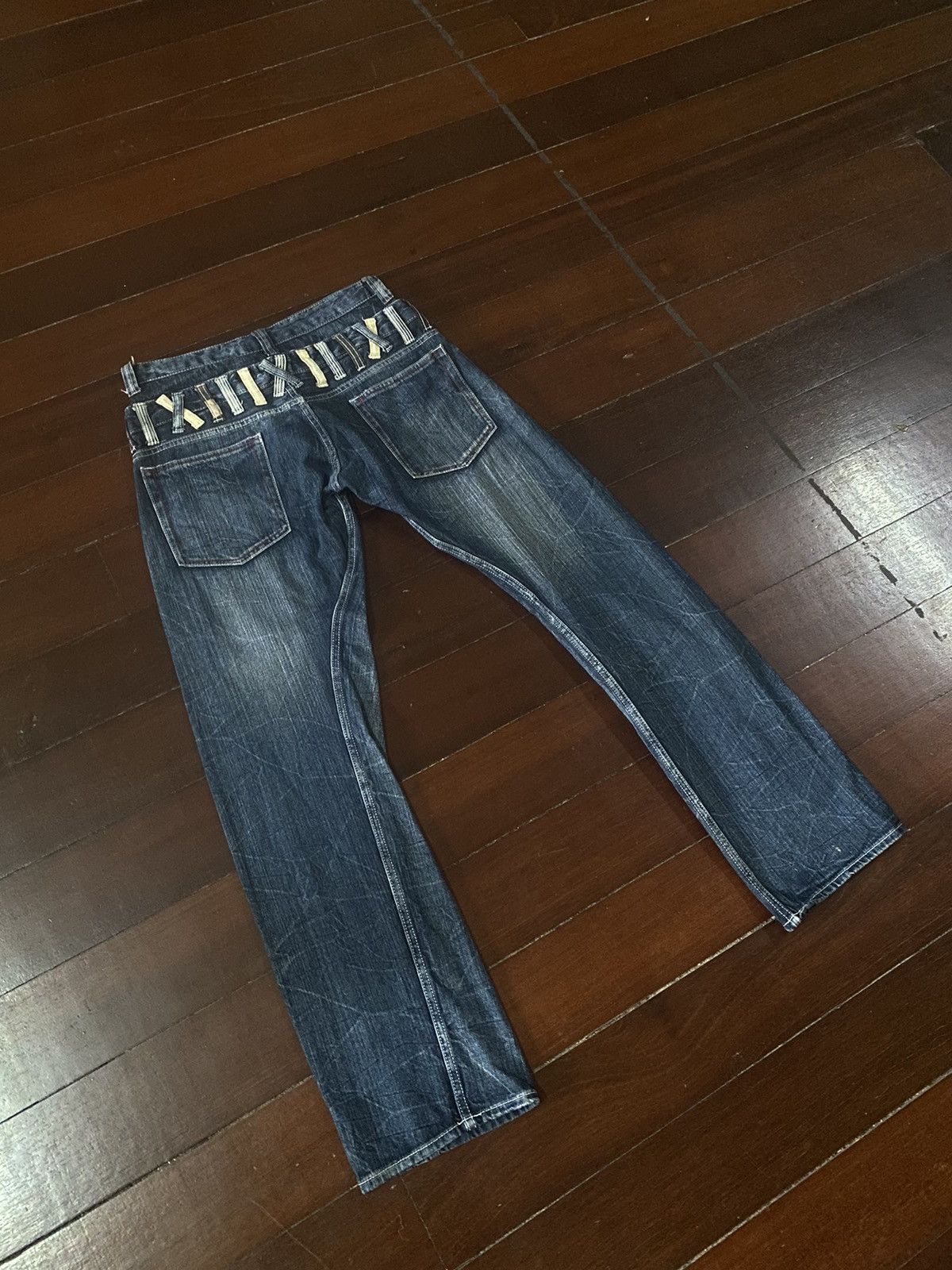 Japanese Brand FIRE DOMINATE HANDCRAFT DOUBLE WAIST FLARE JEANS HONEY COMB Size US 33 - 11 Thumbnail