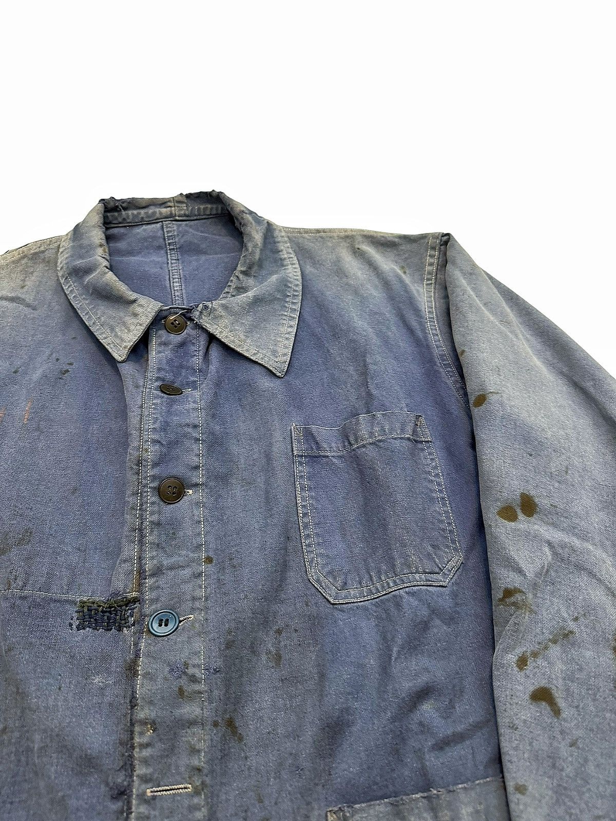 Vintage GRAIL 1930’s Boro Repaired Indigo French Workwear Chore Coat Size US XL / EU 56 / 4 - 5 Thumbnail