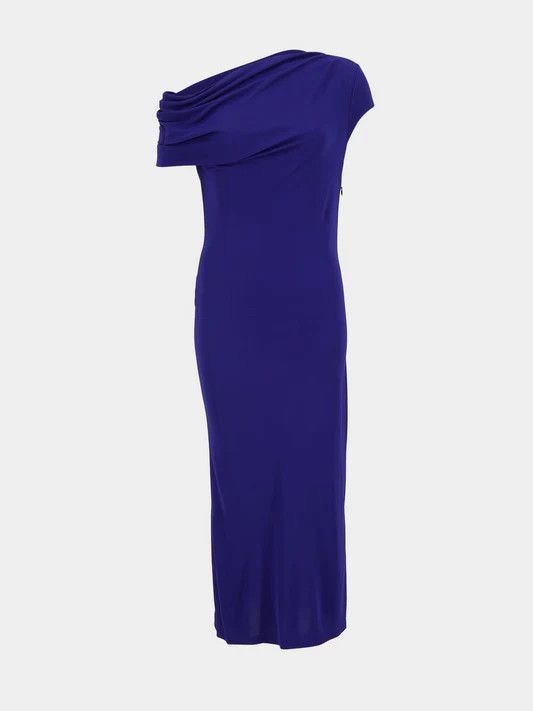 Givenchy o1n1vont0326 Sapphire Asymmetric Draped Dress in Blue Size XS / US 0-2 / IT 36-38 - 1 Thumbnail
