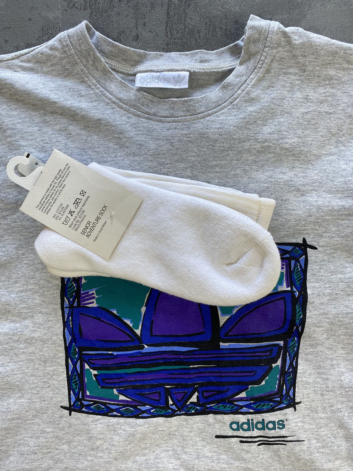 Adidas × Vintage Vintage Adidas tee + socks ! purple Logo boxy 90s retro Size US XL / EU 56 / 4 - 5 Thumbnail