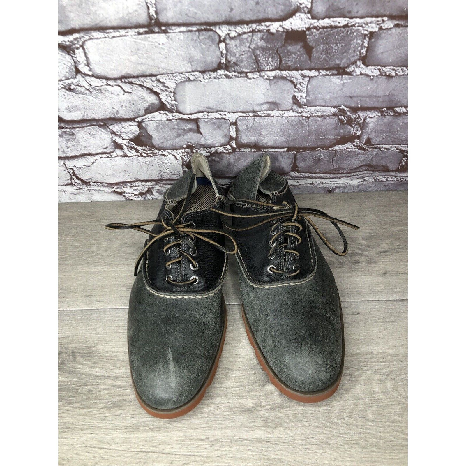 Sperry Sperry Top Sider Gray Black Leather Oxfords Lace Up Shoes Me Size US 11.5 / EU 44-45 - 2 Thumbnail