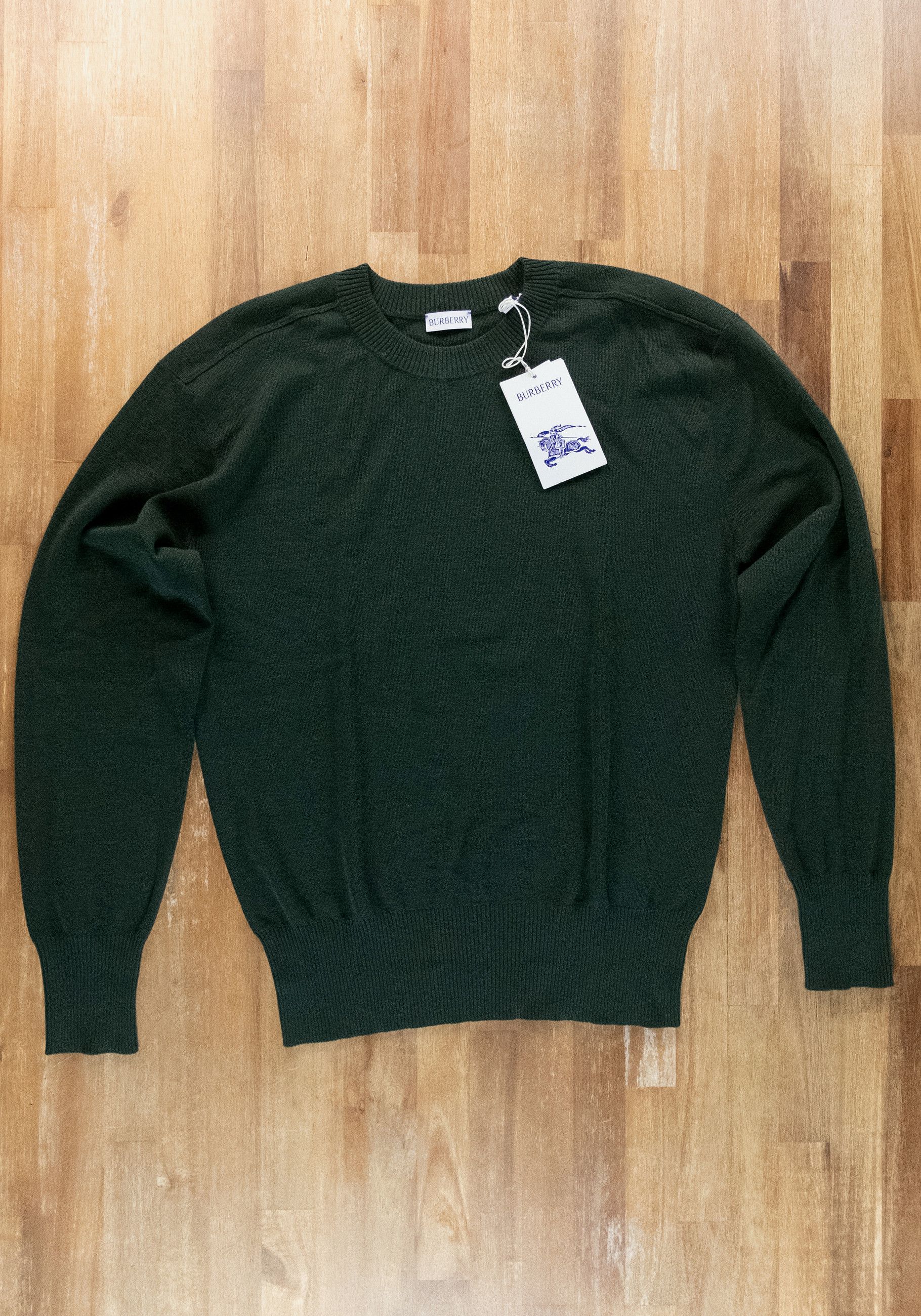 Burberry BURBERRY solid ivy green straight fit wool sweater Medium Size US M / EU 48-50 / 2 - 6 Thumbnail
