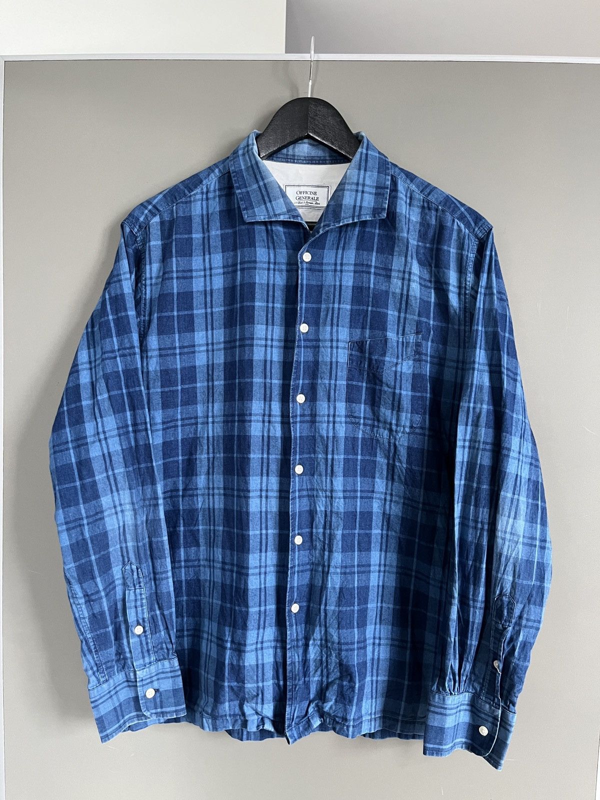 Officine Generale Officine Generale Blue Check Shirt Size US L / EU 52-54 / 3 - 1 Thumbnail