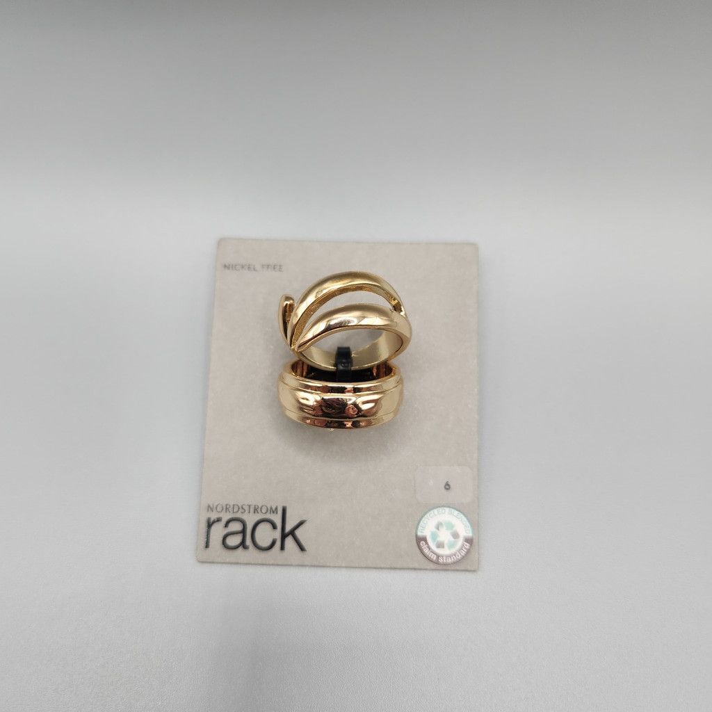 Designer Nordstrom Rack Size 6 Set of 2 Gold-Tone Rings Size ONE SIZE - 2 Thumbnail