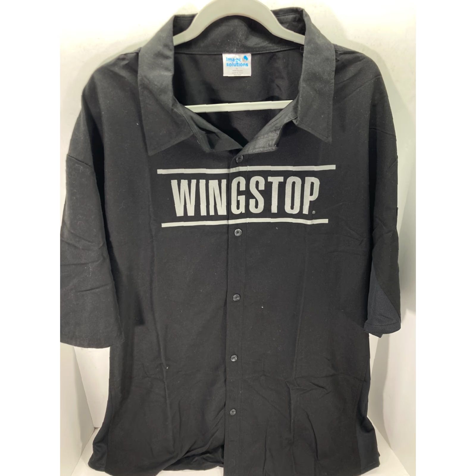 Vintage Image Solutions Wingstop Button-Up Shirt Mens XL Black Short Sleeve Button-Up Shirt Men XL Black Solid Easy Care Pockets Classic, Outdoor Size US XL / EU 56 / 4 - 2 Thumbnail