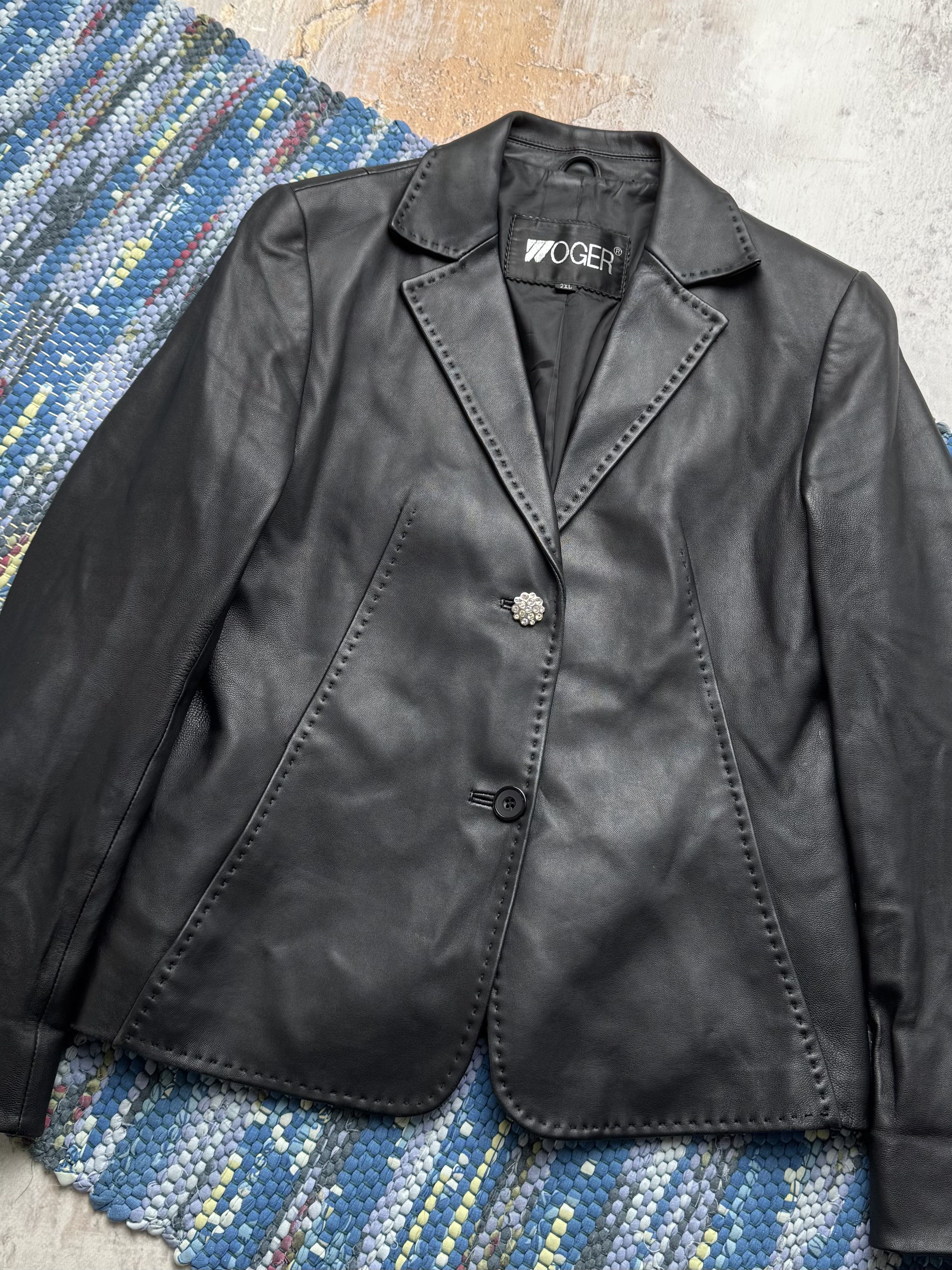 Vintage Vintage Real Leather Blazer Jacket Classic Office Coat Size L / US 10 / IT 46 - 2 Thumbnail