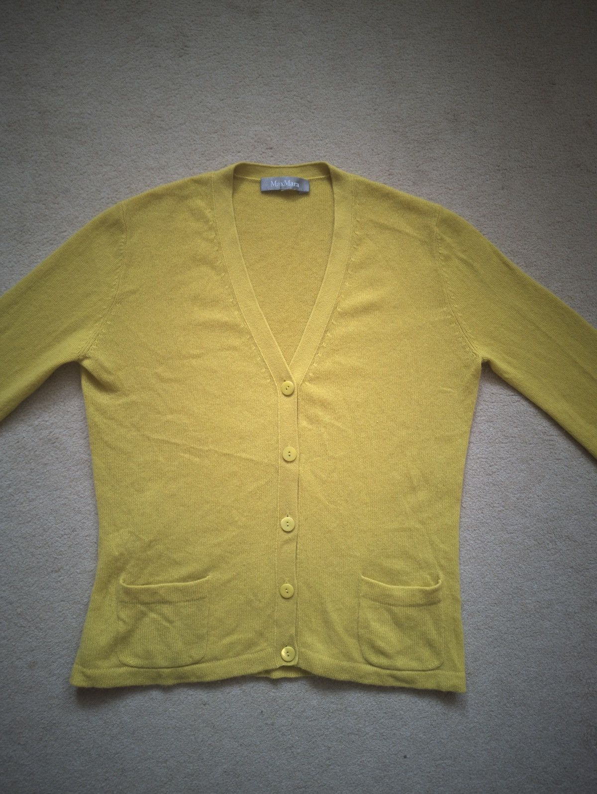 Max Mara Max Mara Cashmere Yellow Cardigan Sweater Size M-L “Japan” Size L / US 10 / IT 46 - 2 Thumbnail