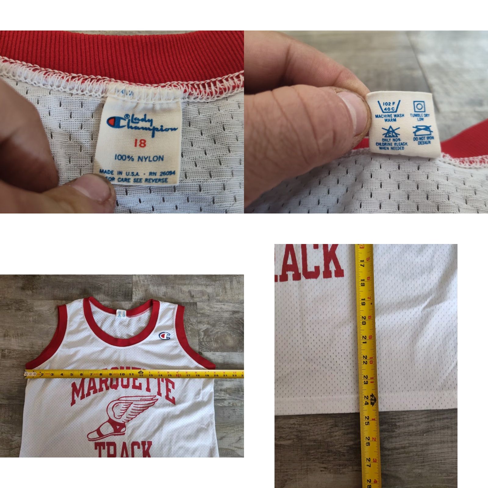 Champion VINTAGE 1980s Champion Women's Track Jersey Women Size 18 Sleeveless Red & White High School Athletic Size XXL / US 16-18 / IT 52-54 - 8 Thumbnail
