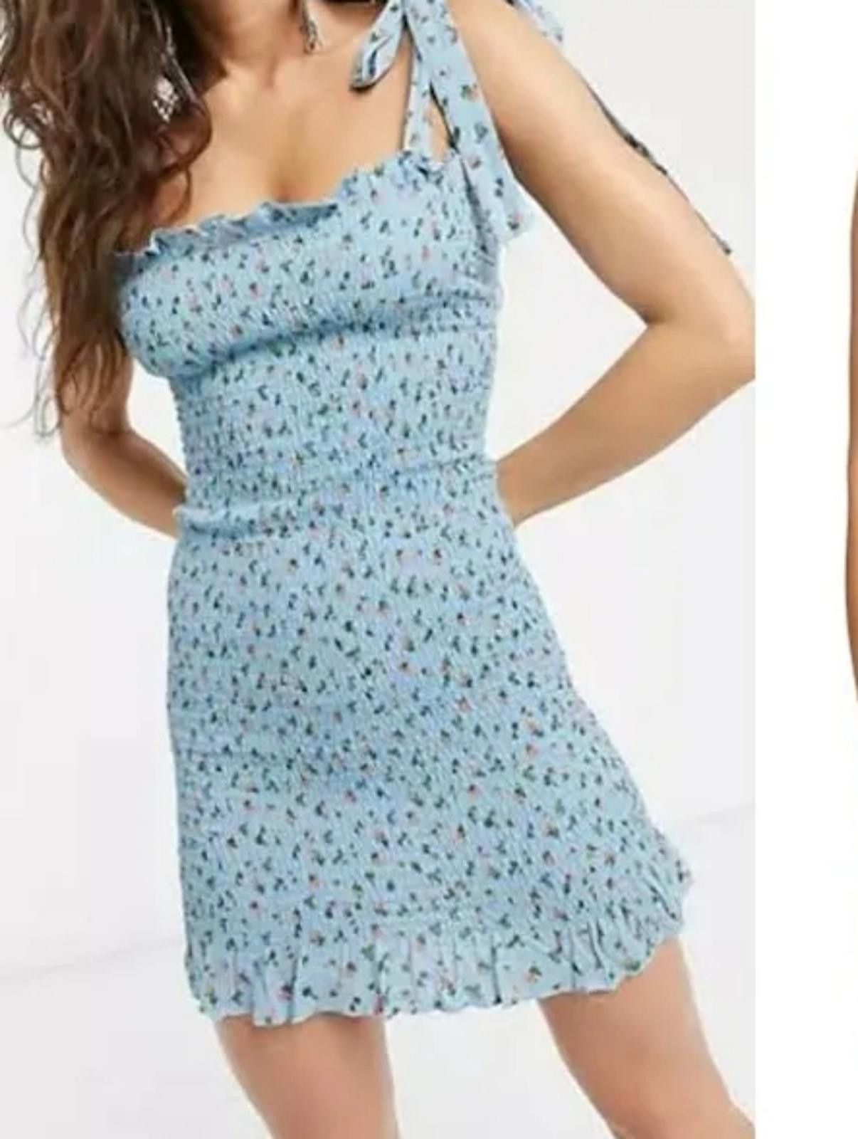 Free People Free People Bella Blue Mini Dress Size L / US 10 / IT 46 - 1 Thumbnail