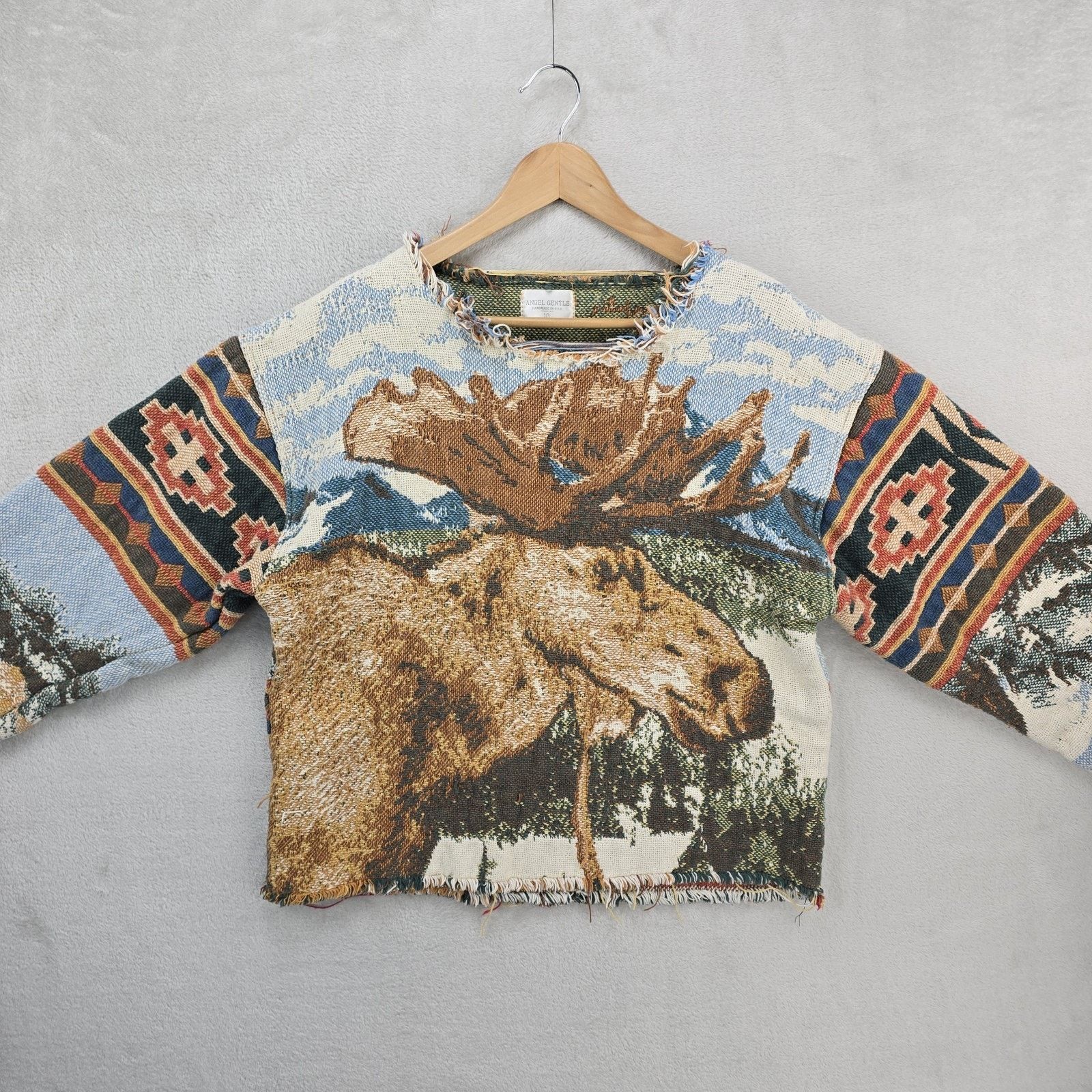 Other Angel Gentle Tapestry Knit Sweatshirt 10 Medium Moose Aztec Size US M / EU 48-50 / 2 - 2 Thumbnail