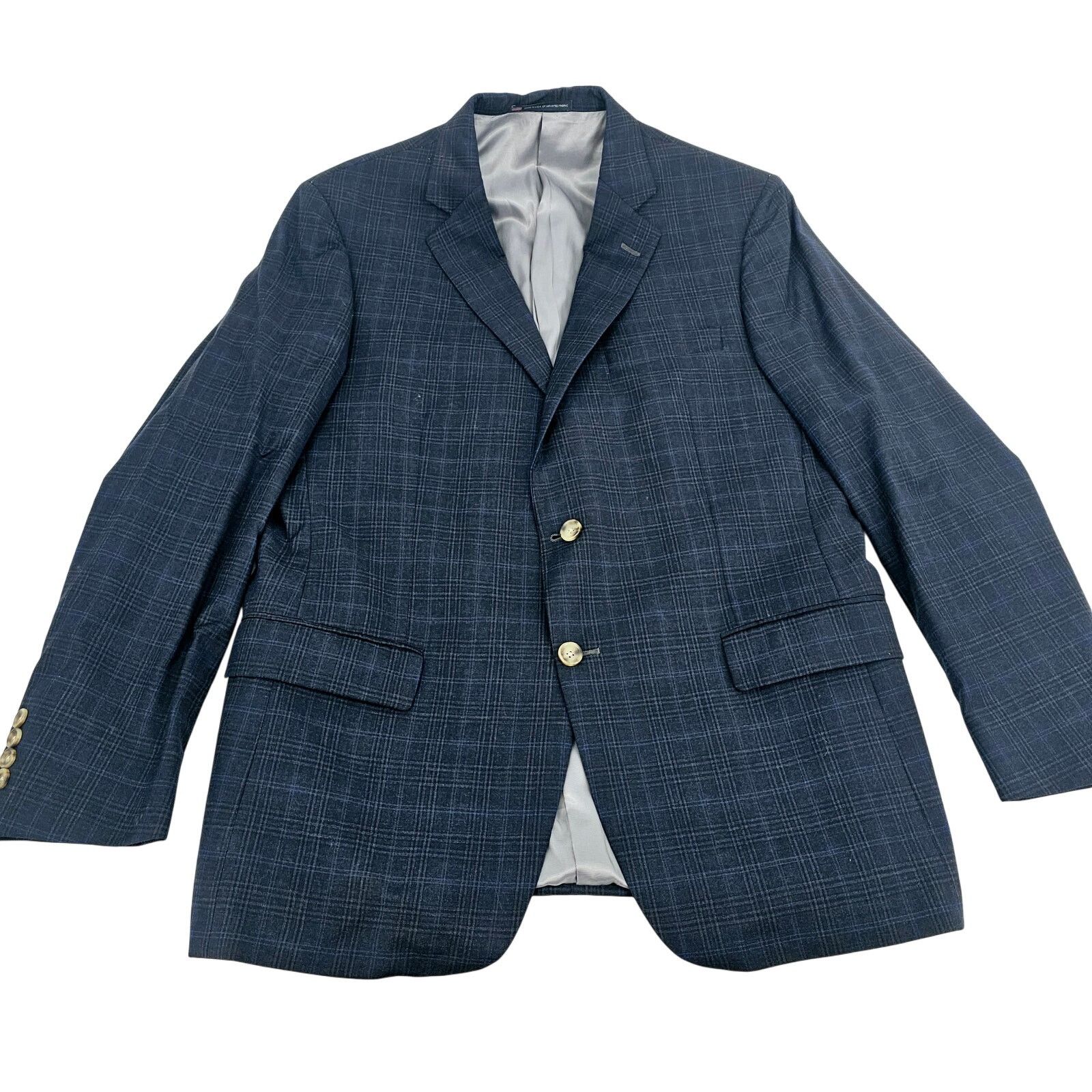Hart Schaffner Marx Hart Schaffner & Marx Blue Plaid Sport Coat Jacket 44R 3052 Size 44R - 1 Thumbnail