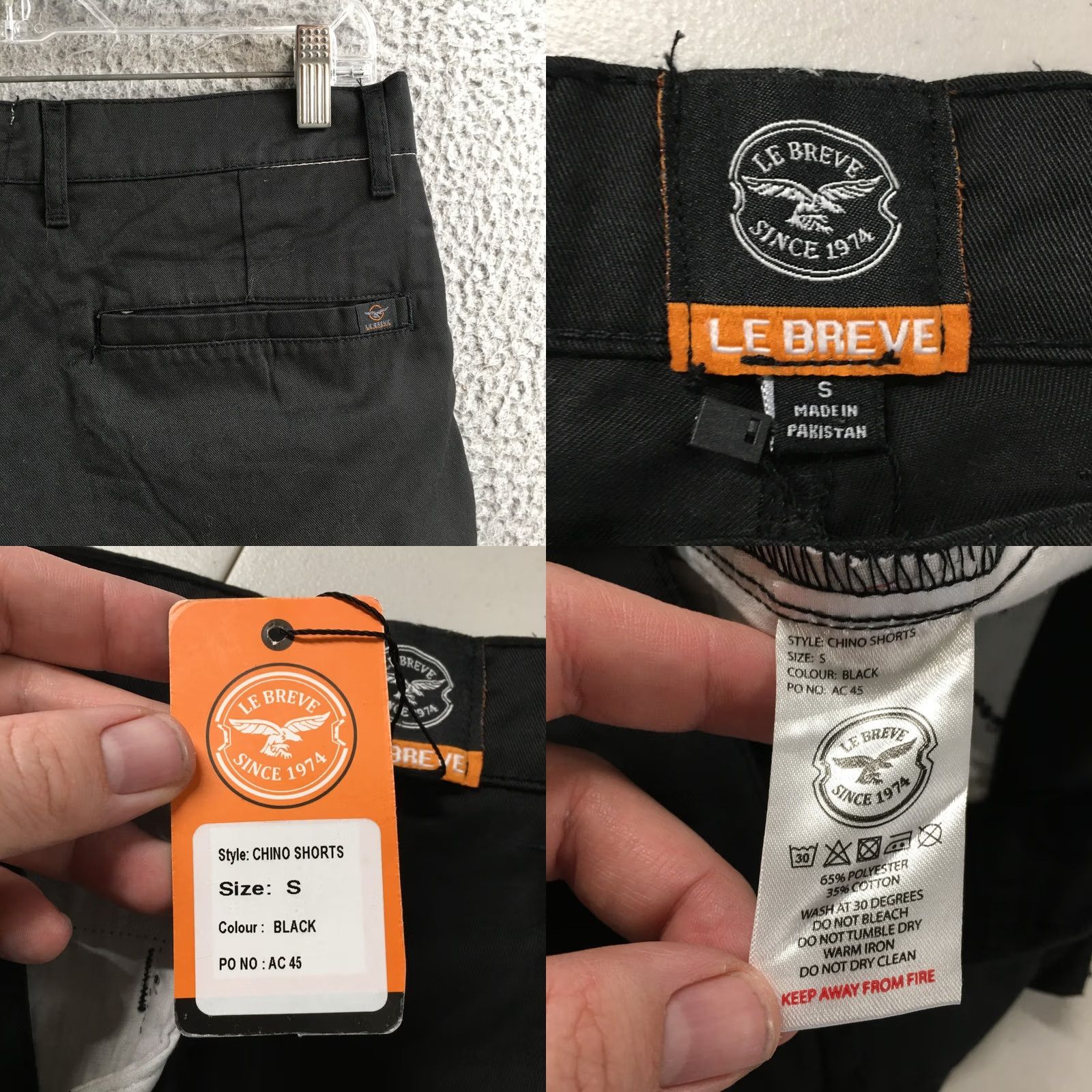 Vintage Le Breve Womens S Black Chino Casual Rolled Hem Regular Fit Shorts Size 28" / US 6 / IT 42 - 9 Thumbnail