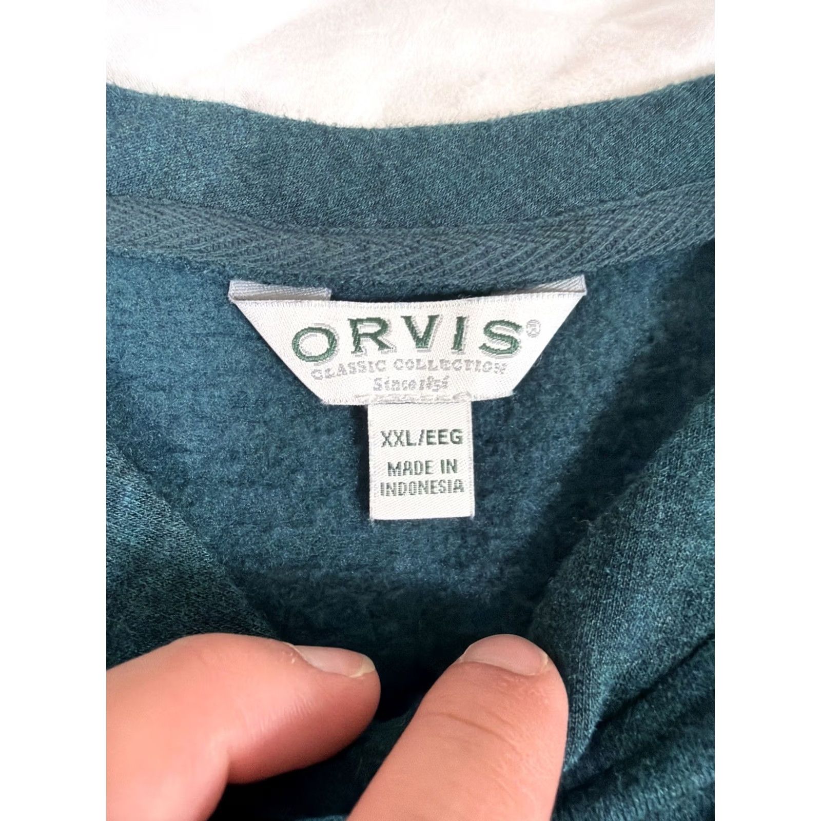 Orvis VINTAGE Orvis Men’s XXL Polyester Crewneck Pullover Sweatshirt Lightweight Green Size US XXL / EU 58 / 5 - 7 Thumbnail