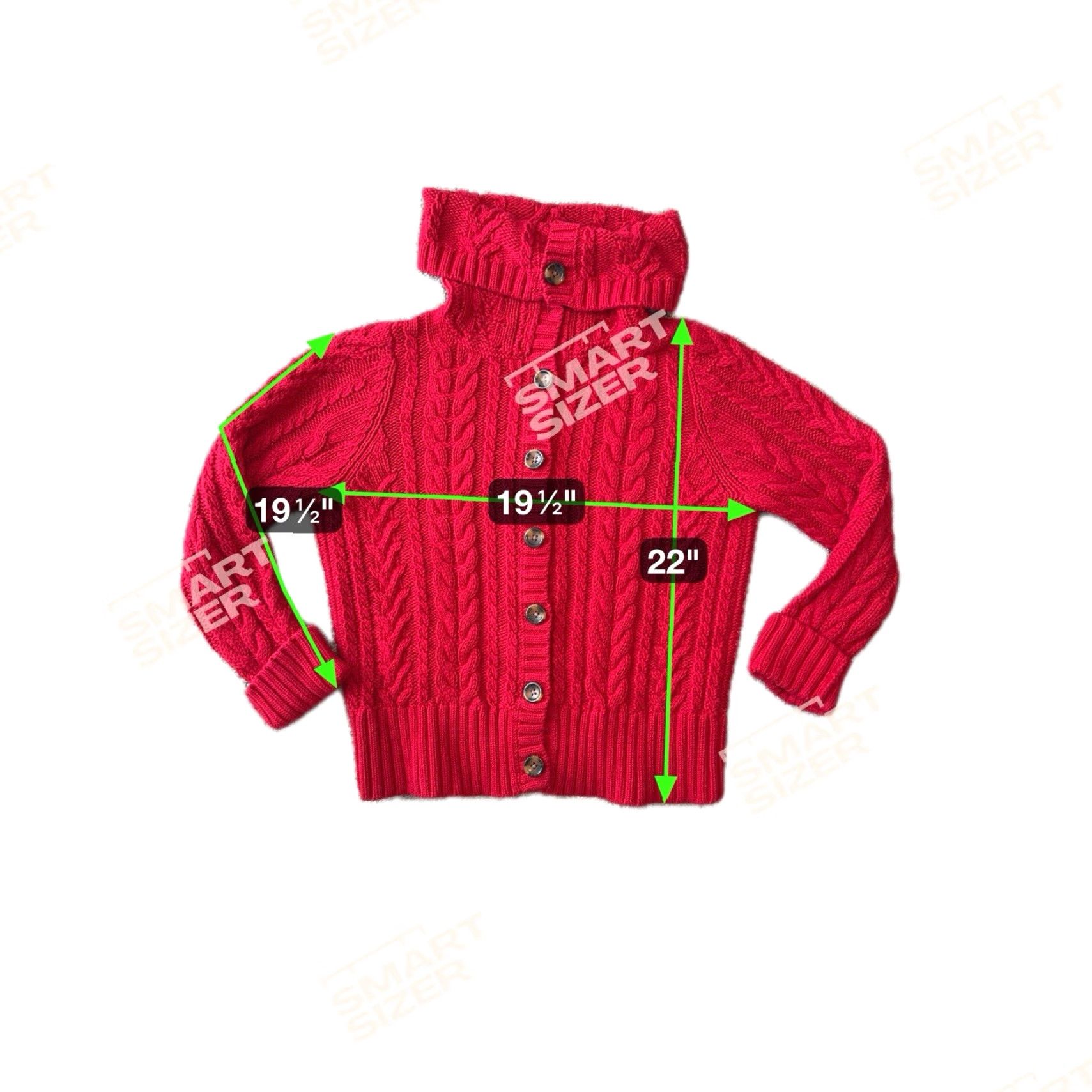 Lands' End Lands' End Cardigan Sweater Womens M Red Cable-Knit 3D Cotton Button Size M / US 6-8 / IT 42-44 - 2 Thumbnail