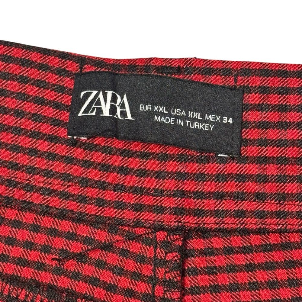 Zara Zara Red Black Plaid High Rise Skinny Pants Size XXL Size 40" / US 18 - 5 Thumbnail