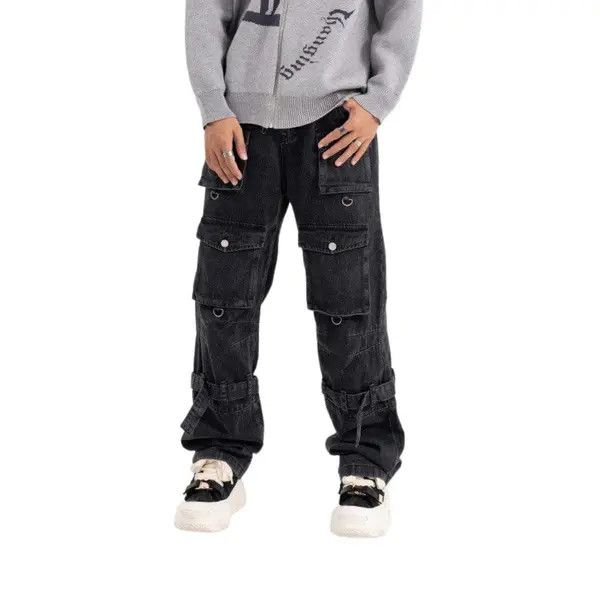 Jean VIBE Men Black Washed Stacked Cargo Jeans Size US 32 / EU 48 - 2 Thumbnail