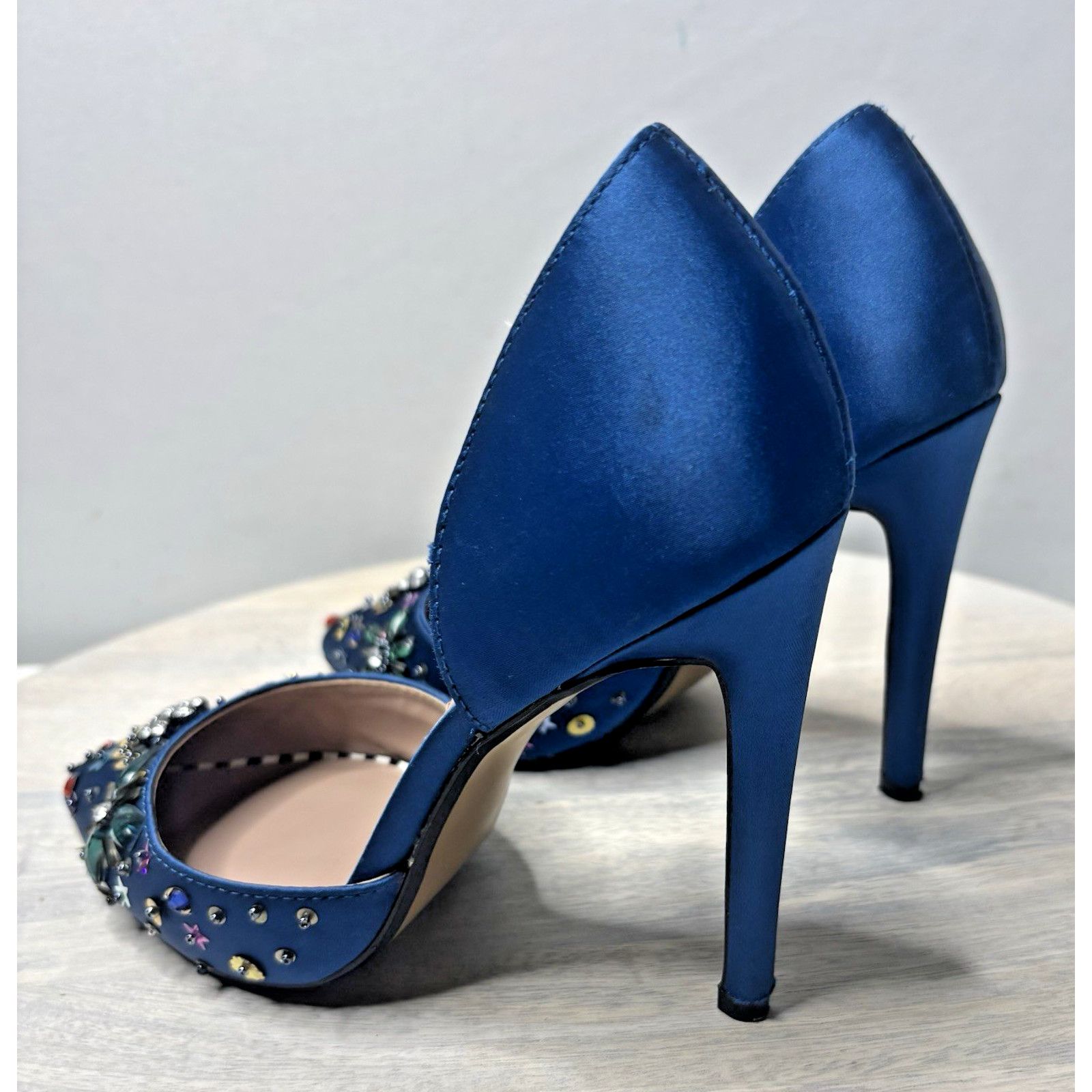 Betsey Johnson Betsey Johnson Mayson Heels Sz 6 Blue Satin Jeweled Pumps Size US 6 / IT 36 - 5 Thumbnail