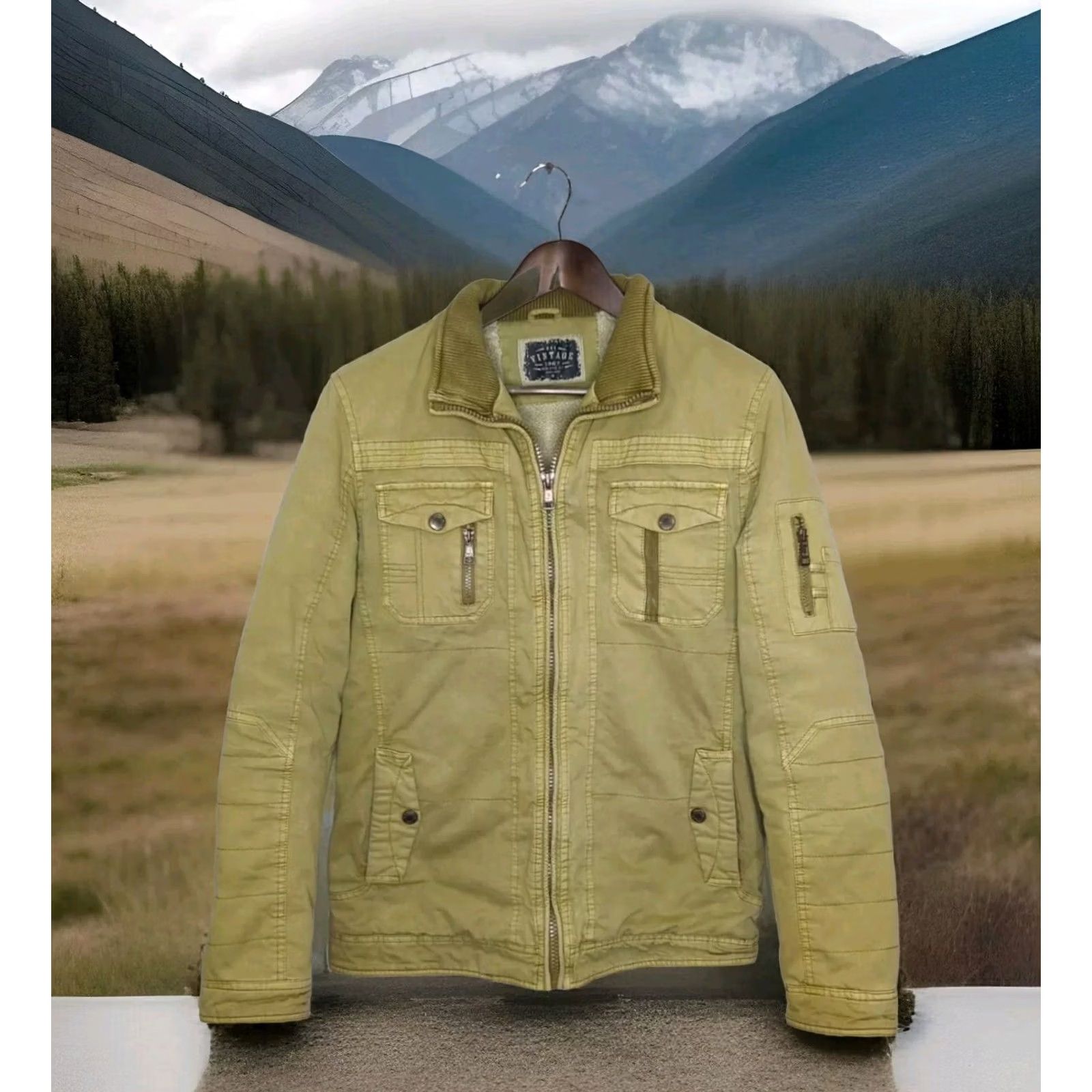 BKE VINTAGE BKE Jacket Riding Coat Sherpa Canvas Beige Medium Mens 1967 Distressed Size US M / EU 48-50 / 2 - 3 Thumbnail