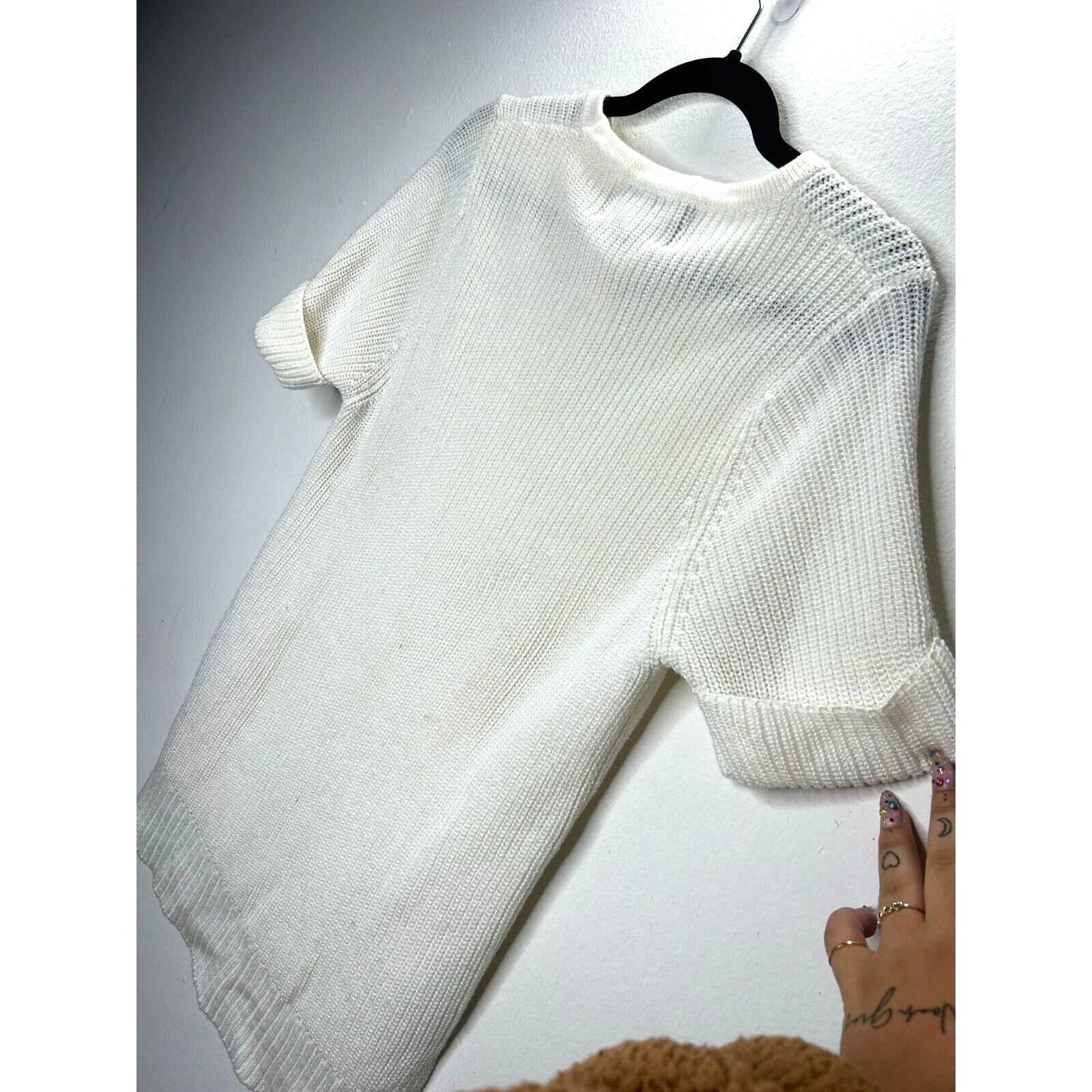 Other Lovemarks Ivory Knit Short Cuffed Sleeve High Low Sweater S Size S / US 4 / IT 40 - 4 Thumbnail