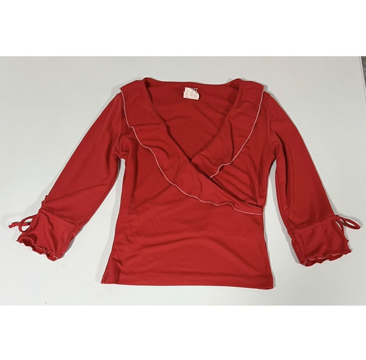 Esprit Esprit Red Ruffle Quarter Sleeve Shirt Top Blouse Size S 🤍❤️ Size S / US 4 / IT 40 - 2 Thumbnail
