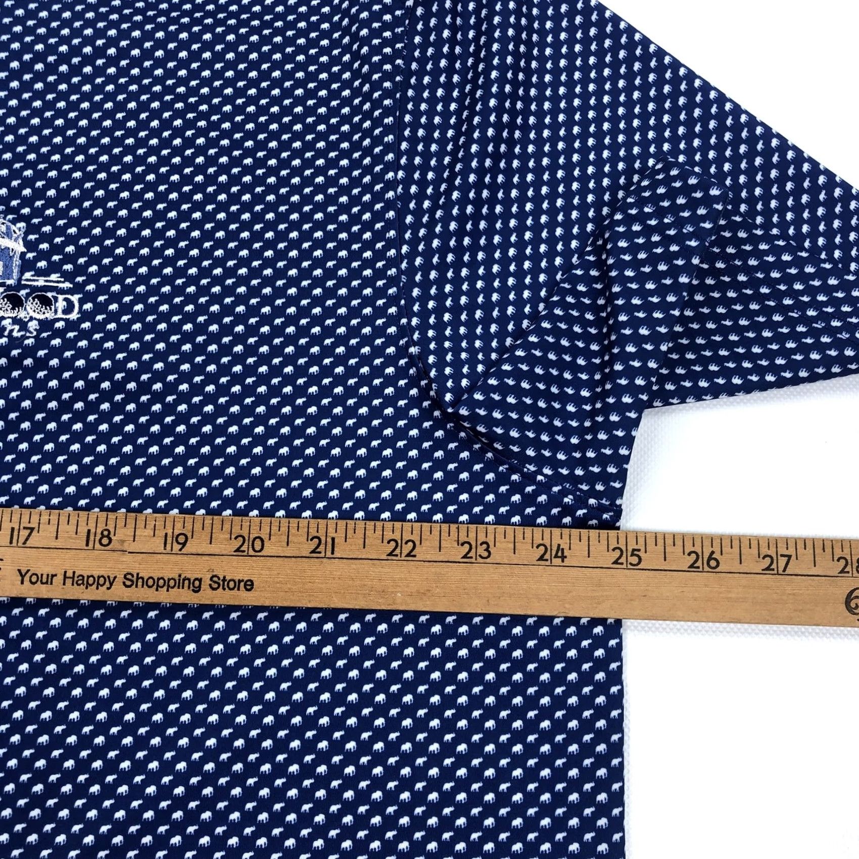 Vintage Donald Ross Sport Polo Shirt Baywood Greens Blue White Elephant Pattern Geometric Animal Print Short Sleeve XL Womens? Size US XL / EU 56 / 4 - 6 Thumbnail