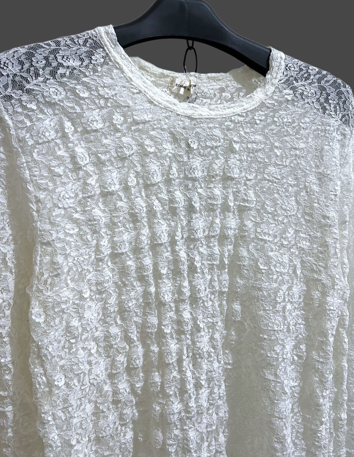 Comme des Garcons 90s cdg white rose mesh net long sleeve top Size M / US 6-8 / IT 42-44 - 3 Thumbnail