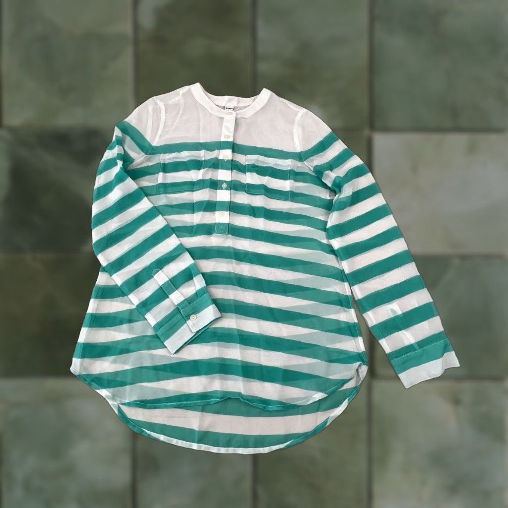 Old Navy Old Navy Womens Green White Striped Long Sleeve Top XS Size XS / US 0-2 / IT 36-38 - 1 Thumbnail