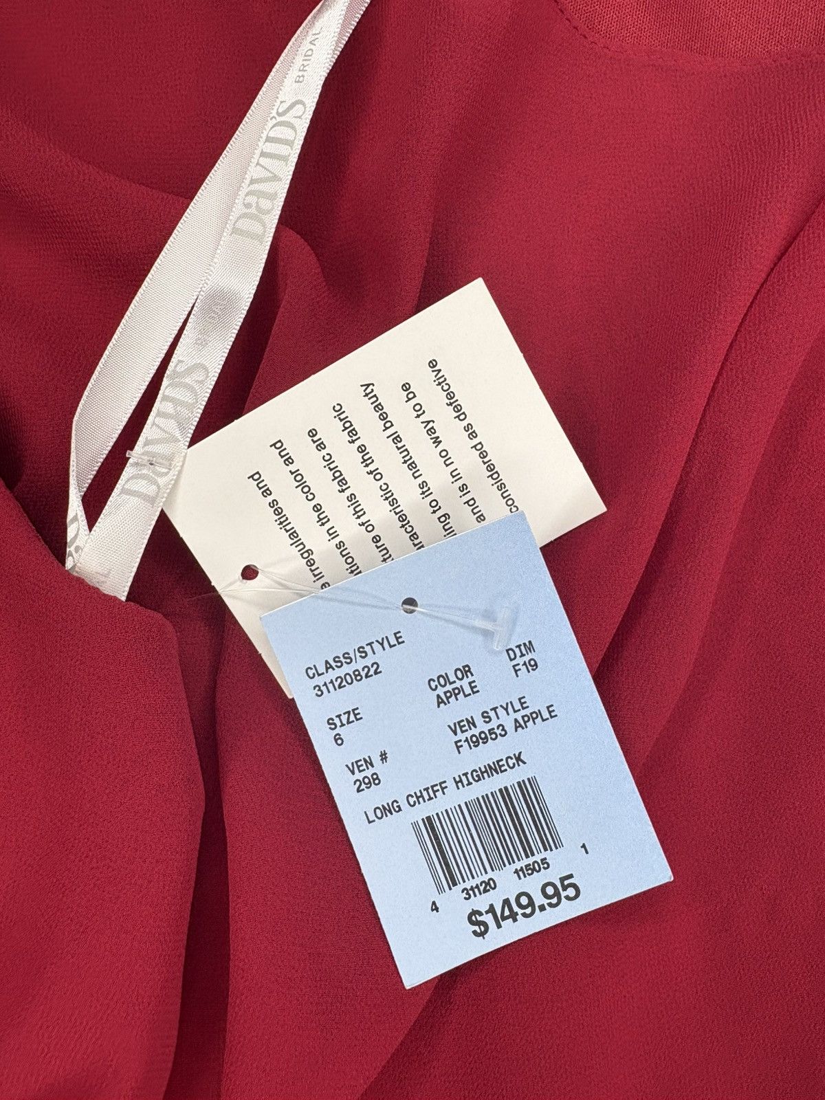 Other David’s Bridal Long Chiffon High Neck Bridesmaid Dress SZ 6 Size M / US 6-8 / IT 42-44 - 3 Thumbnail
