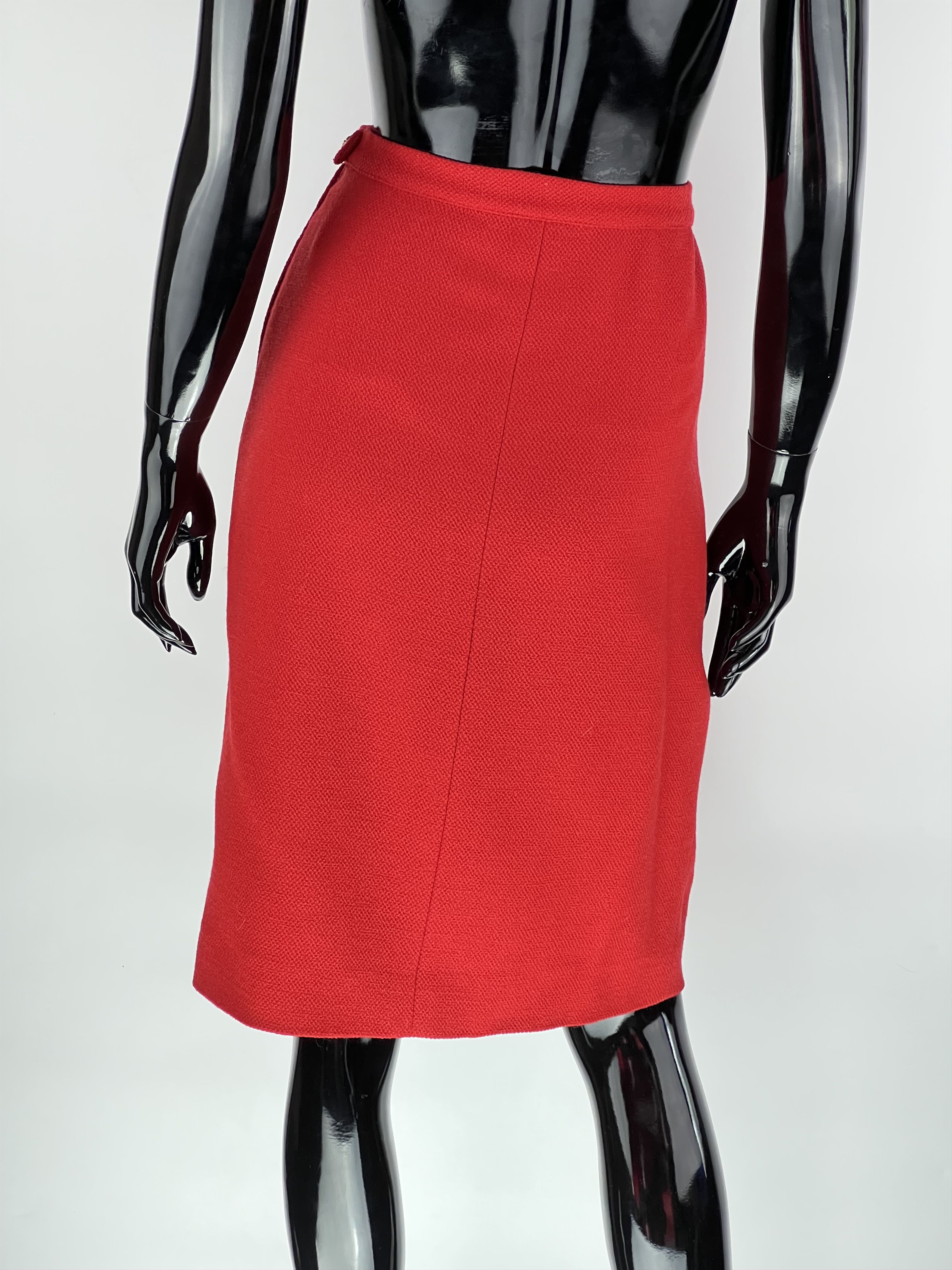 Sonia Rykiel × Vintage Vintage Sonia Rykiel Red 100% Wool Midi Skirt Size FR42 Size 30" / US 8 / IT 44 - 3 Thumbnail