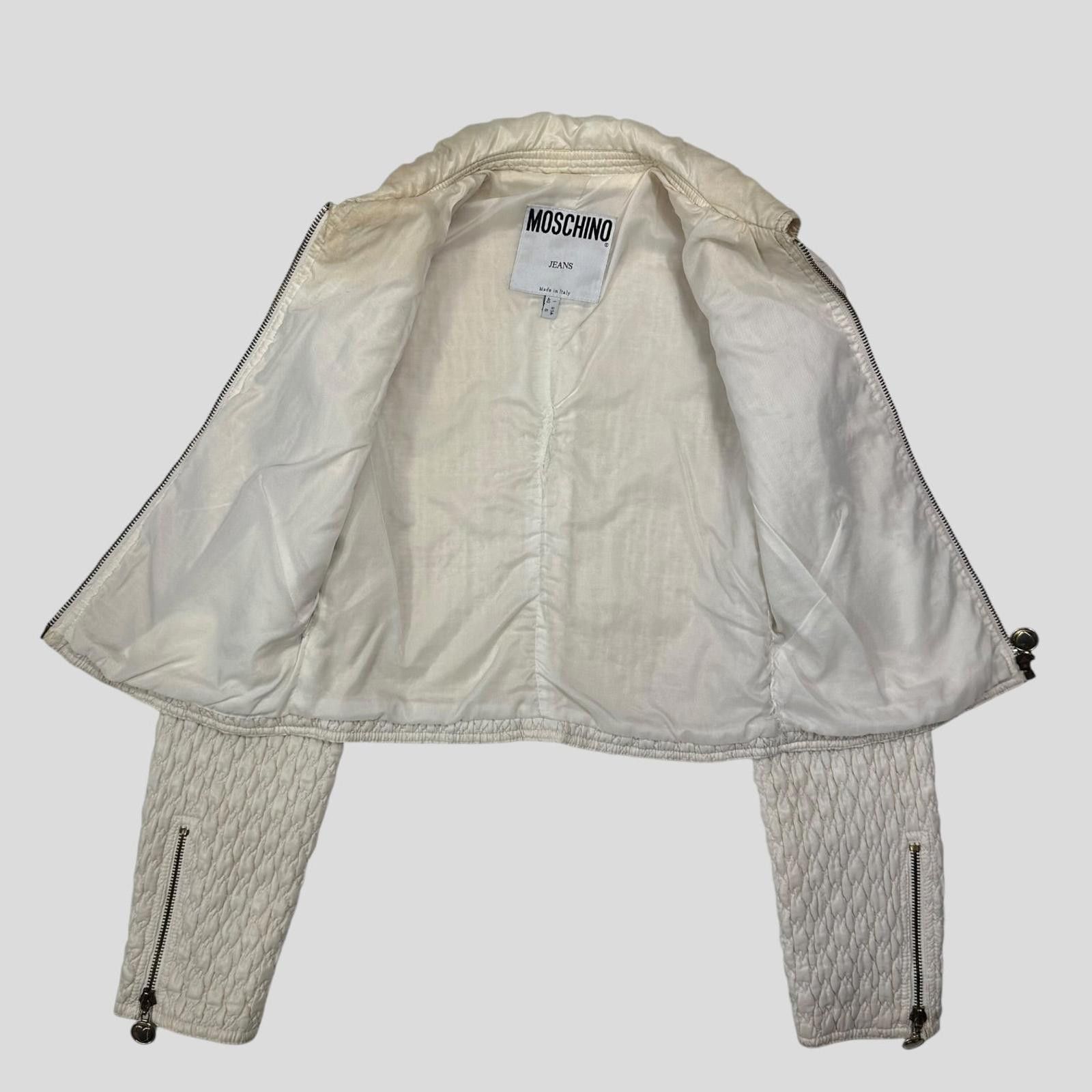 Moschino Moschino Jeans 90’s Textured Cropped Love Heart Zip Jacket S Size XS / US 0-2 / IT 36-38 - 4 Thumbnail