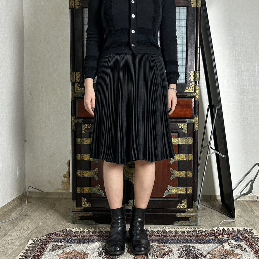 image of Comme Des Garcons Tricot 1989 Pleats Skirt in Black, Women's (Size 26)