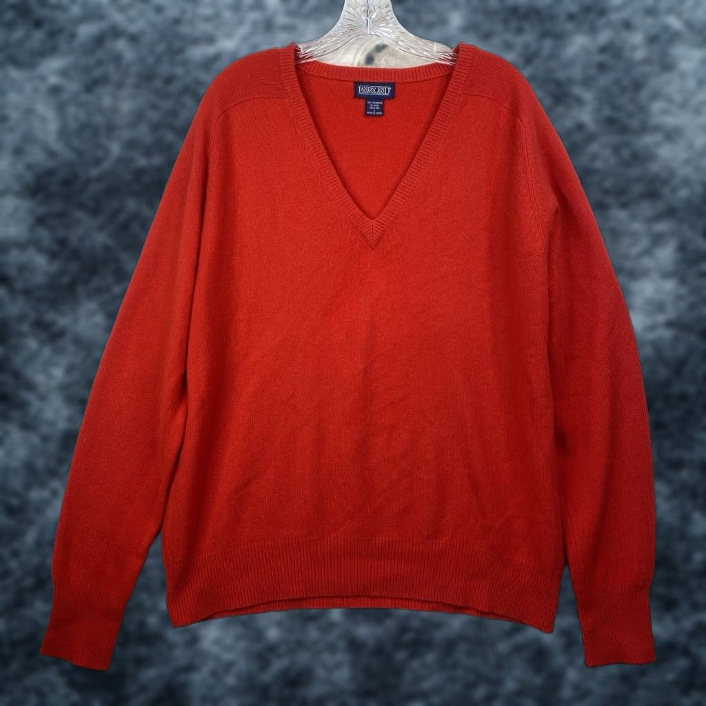 Lands' End VINTAGE Lands' End Sweater Mens L Red Cashmere Wool V Neck Pullover Classic 90s Y2K Mens Size US L / EU 52-54 / 3 - 1 Thumbnail