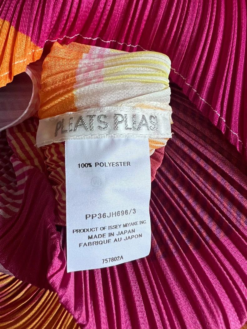 Issey Miyake Issey Miyake size:3 Orange-red color-blocked pleated dress Size XS / US 0-2 / IT 36-38 - 3 Thumbnail