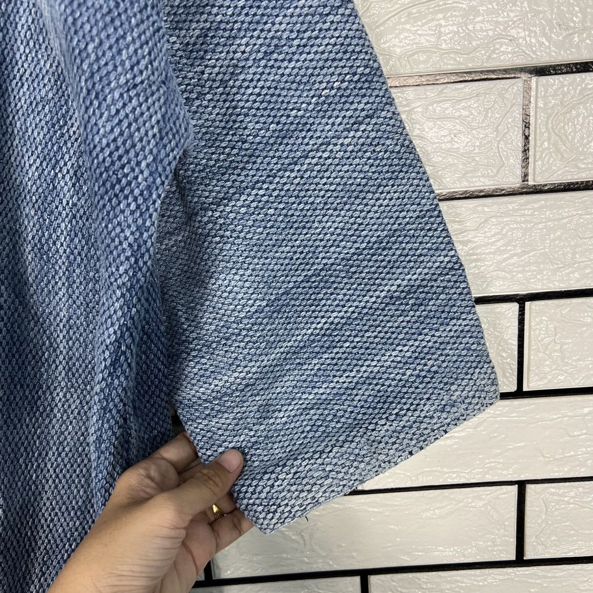 Vintage Japan Indigo Faded Blue Sashiko Thick Weave Kimono 4148-C189 Size US L / EU 52-54 / 3 - 13 Thumbnail
