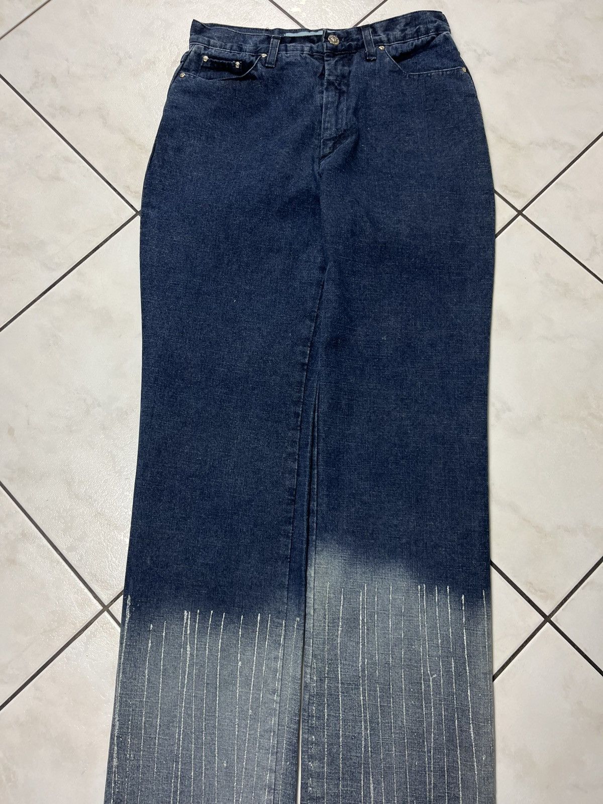 Versace × Versace Jeans Couture × Vintage Vintage Versace Jeans Couture denim pants shiny soaked dip Size 30" / US 8 / IT 44 - 4 Thumbnail