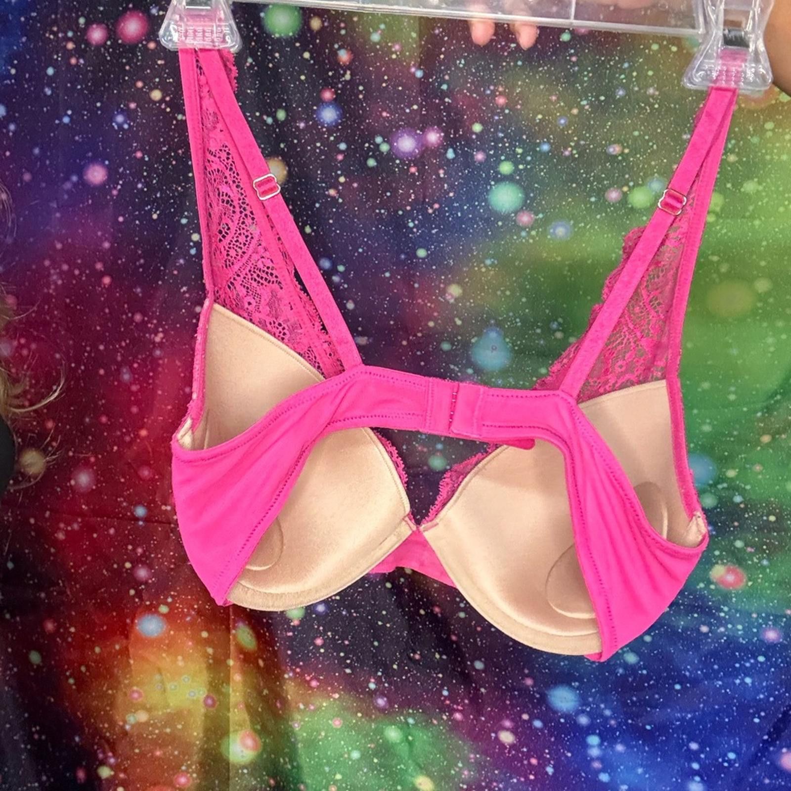 Designer ThirdLove Vibrant Pink Lace Bra Size ONE SIZE - 2 Thumbnail