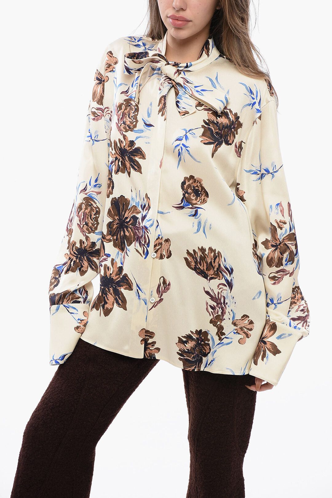Jil Sander Floral Blouse with Tie Detail Size XL / US 12-14 / IT 48-50 - 1 Thumbnail