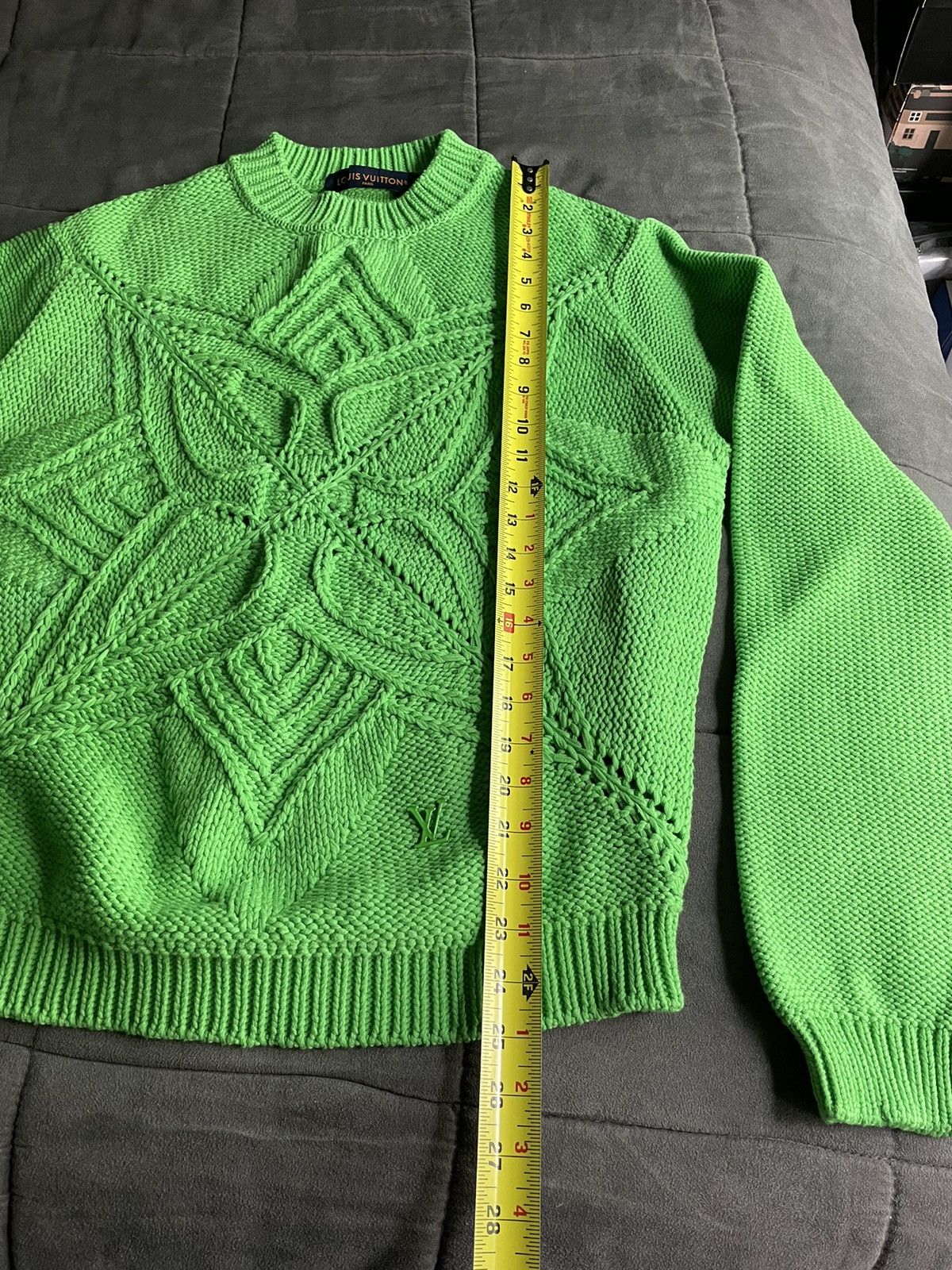 Louis Vuitton Green Flower Monogram Hand-Knit Sweater