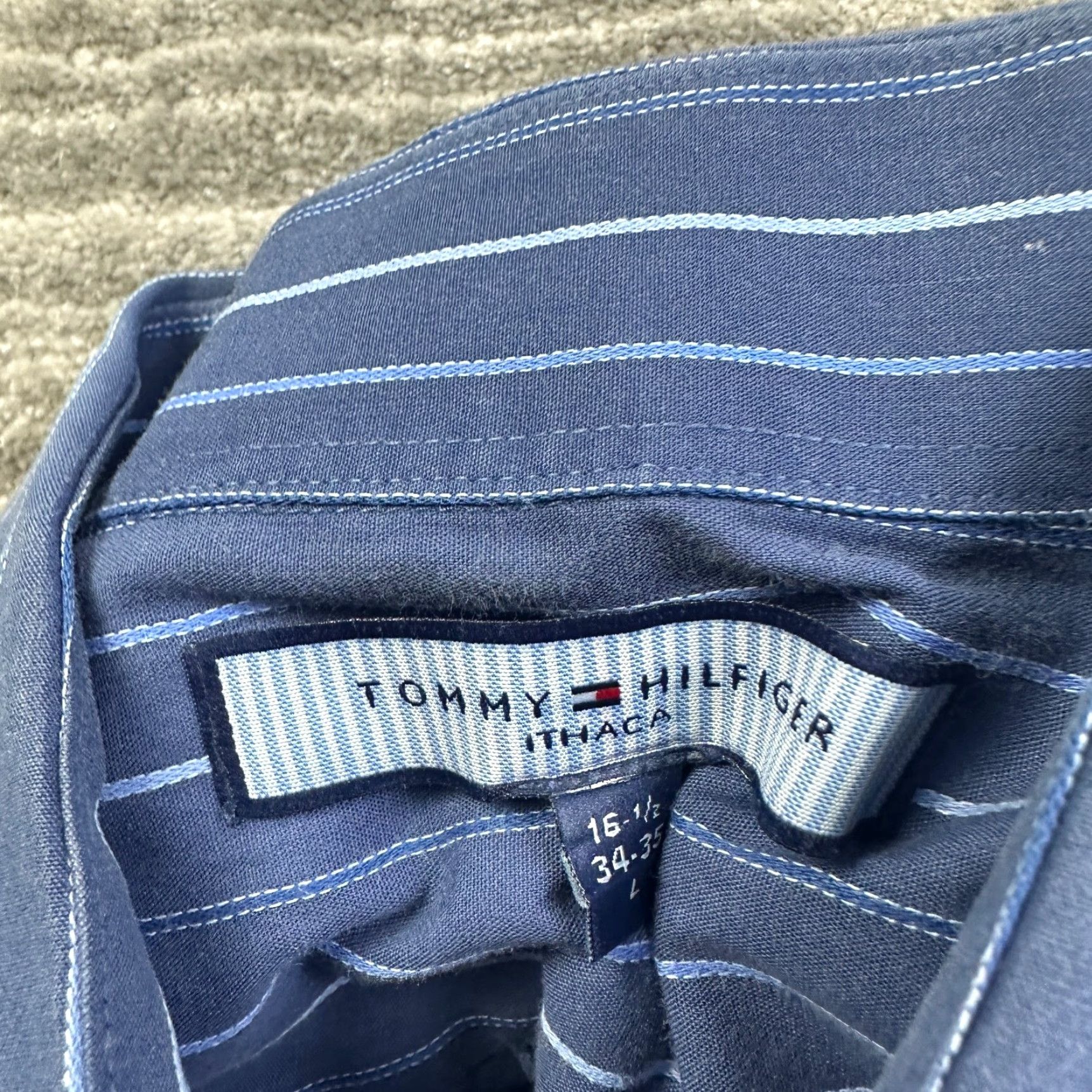 Tommy Hilfiger Tommy Hilfiger Shirt Mens Large Blue Button Up Career Top French Cuff Size US L / EU 52-54 / 3 - 7 Thumbnail