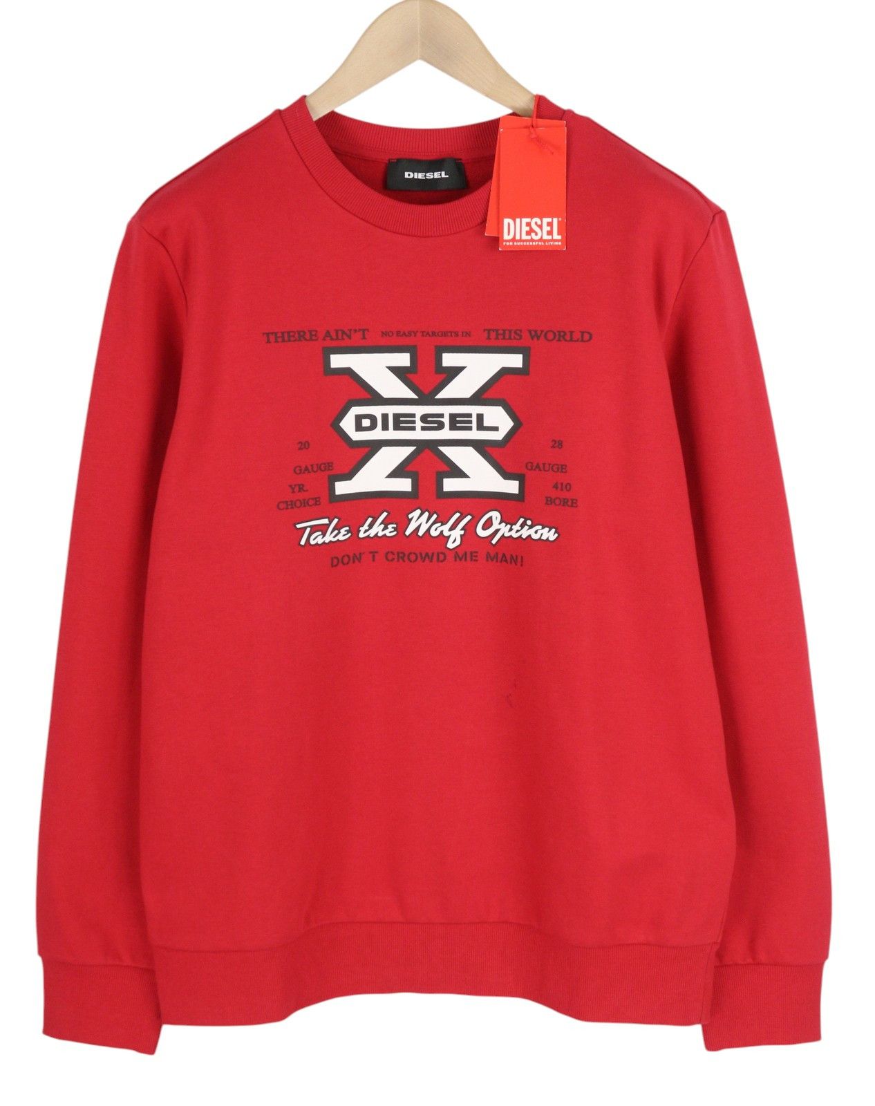 Diesel S-GINN-K25 L Red Front Logo Sweatshirt 41018 Size US L / EU 52-54 / 3 - 1 Thumbnail