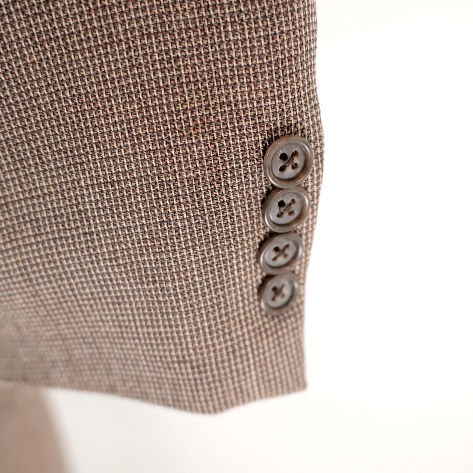 Calvin Klein Calvin Klein Brown Cream Gray Check Textured Wool Blend 3 Bu Size 44R - 4 Thumbnail