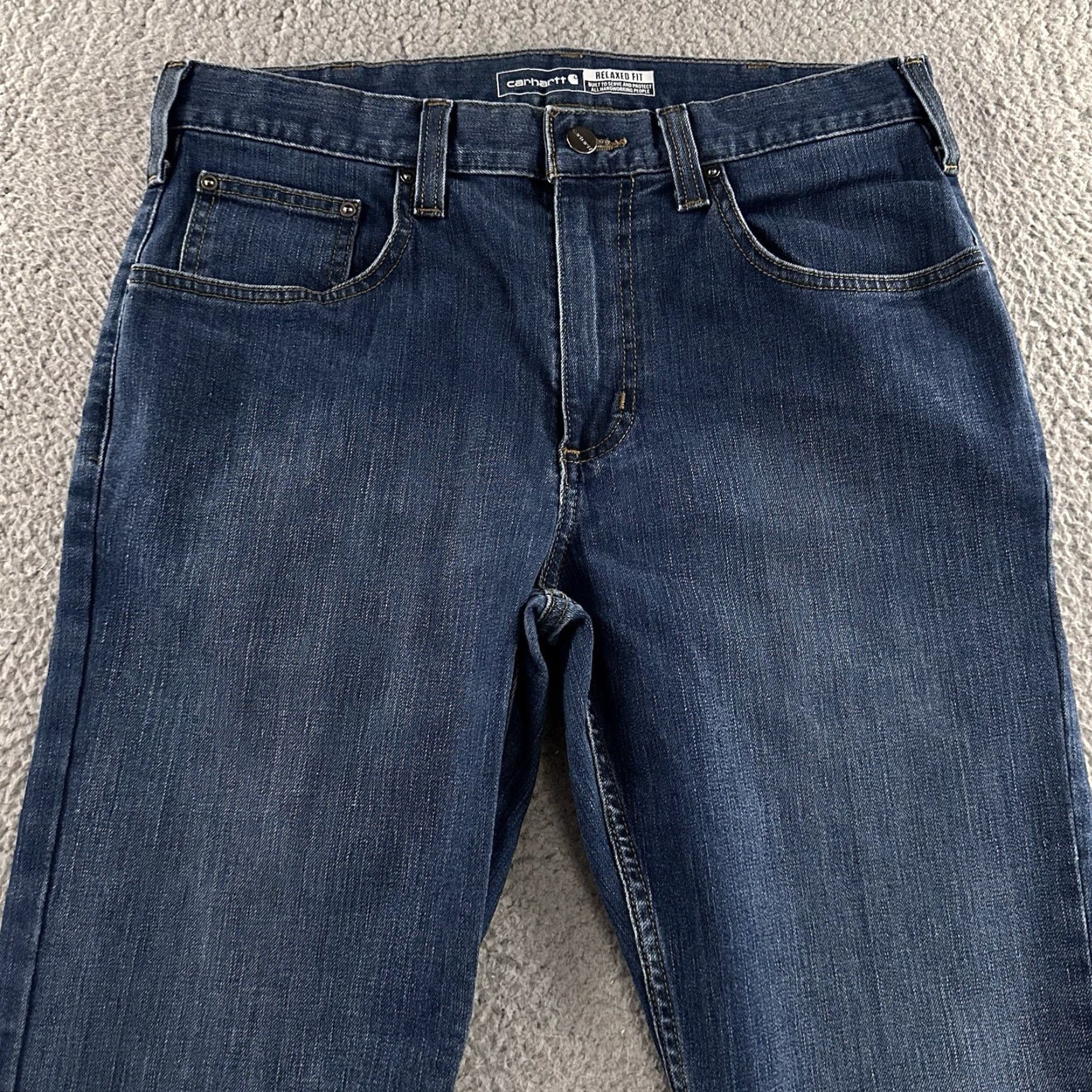 Carhartt Carhartt Jeans Blue 32x30 Relaxed Fit 5 Pocket Cotton Denim Mens Straight Rugged Flex Inseam 29 in Size US 32 / EU 48 - 2 Thumbnail