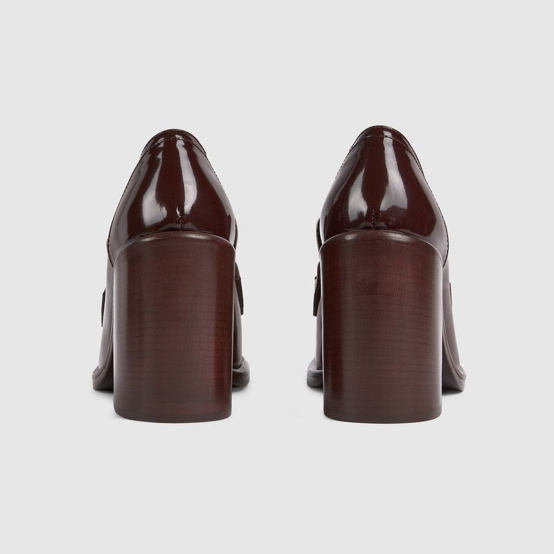 Gucci o1loc1c0326 834760 Women's Heeled Loafer With Horsebit Brown Size US 8.5 / IT 38.5 - 3 Thumbnail