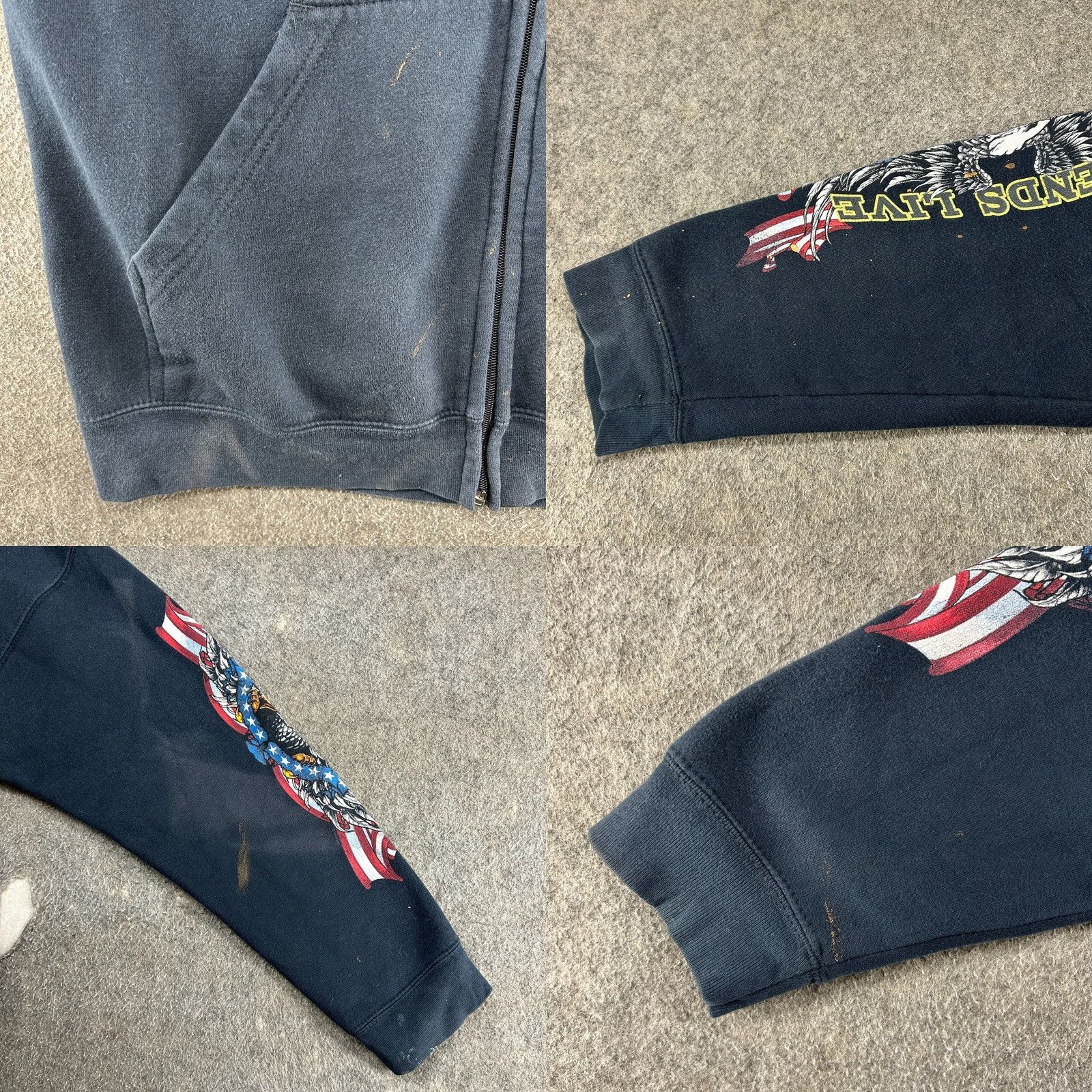 Vintage VINTAGE Hot Leathers Hoodie Men L Black Full Zip Eagle Cotton Biker USA Flag Y2K Mens Size US L / EU 52-54 / 3 - 8 Thumbnail